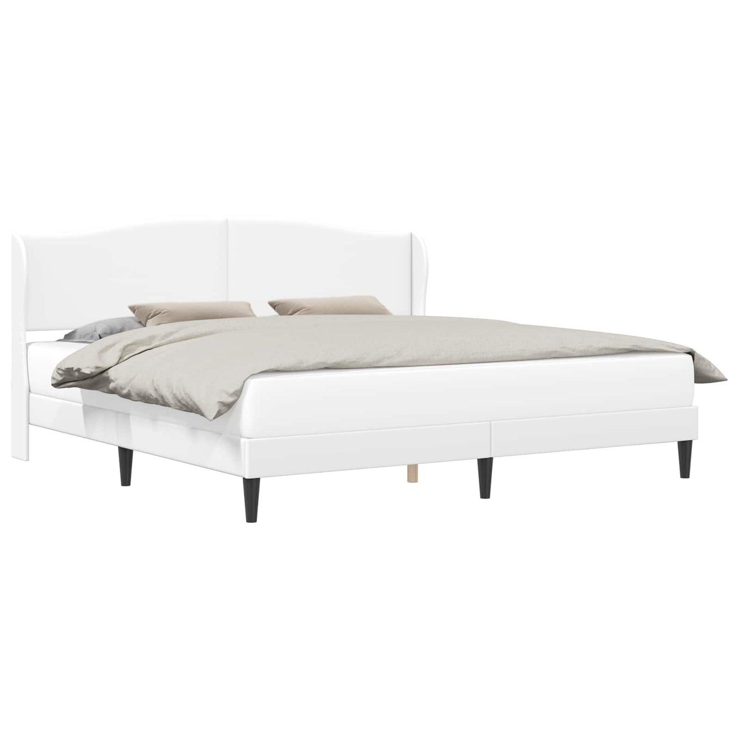 vidaXL Σκελετός Κρεβατιού με κεφαλάρι Λευκό 200 x 200 cm Τεχνητό Δέρμα