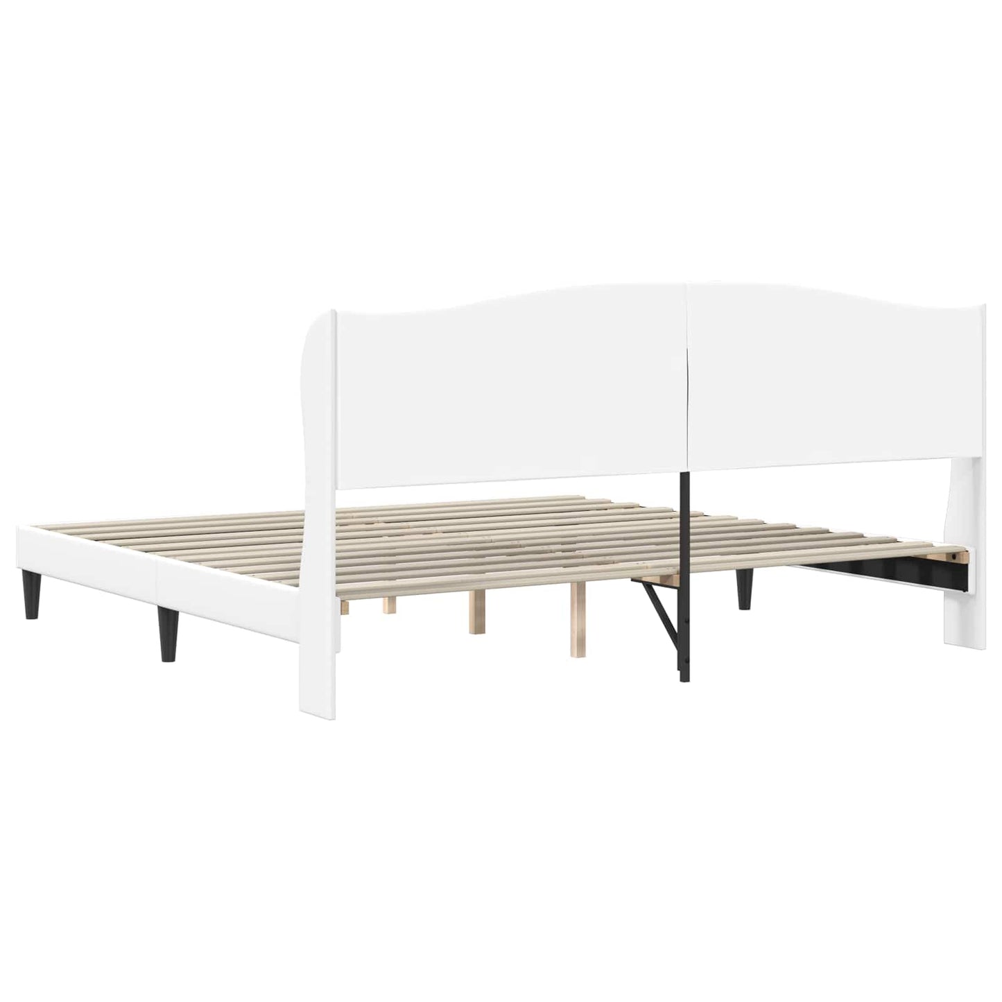 vidaXL Σκελετός Κρεβατιού με κεφαλάρι Λευκό 200 x 200 cm Τεχνητό Δέρμα