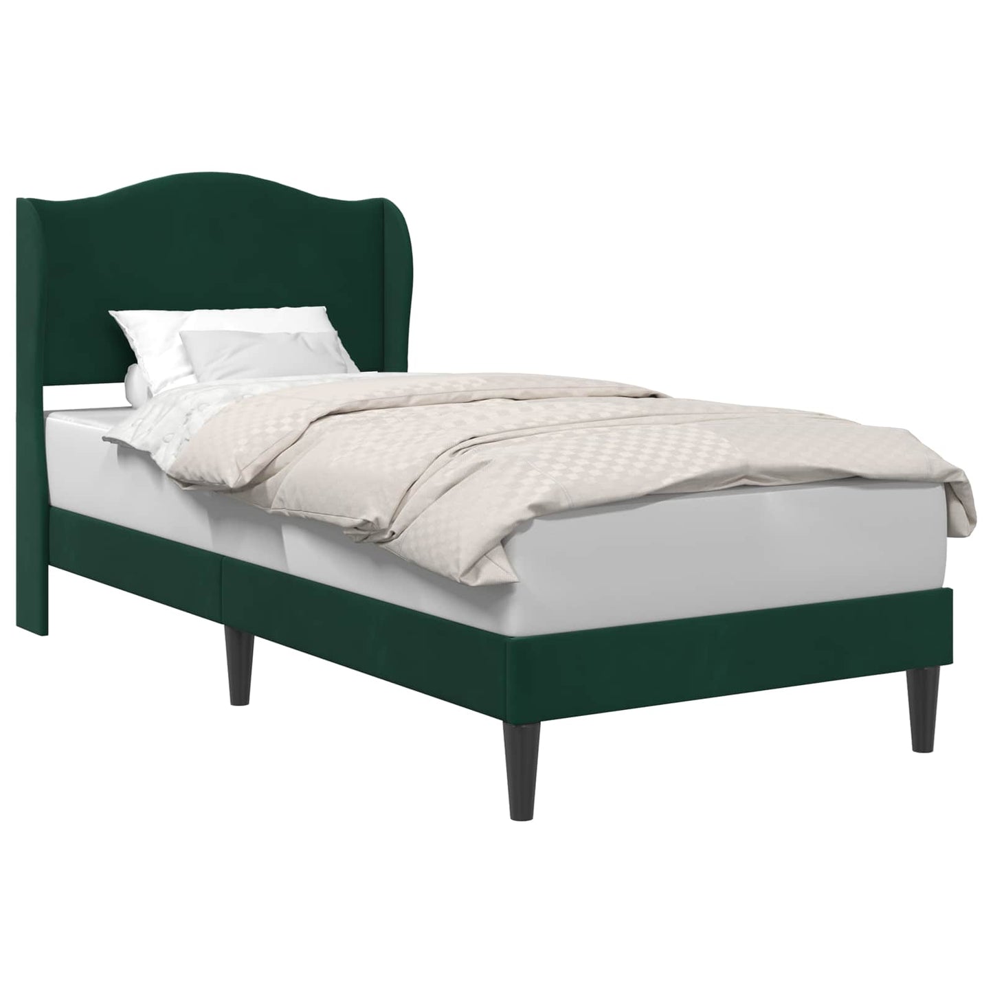 vidaXL Σκελετός Κρεβατιού Σκούρο Πράσινο 90 x 190 cm Βελούδο