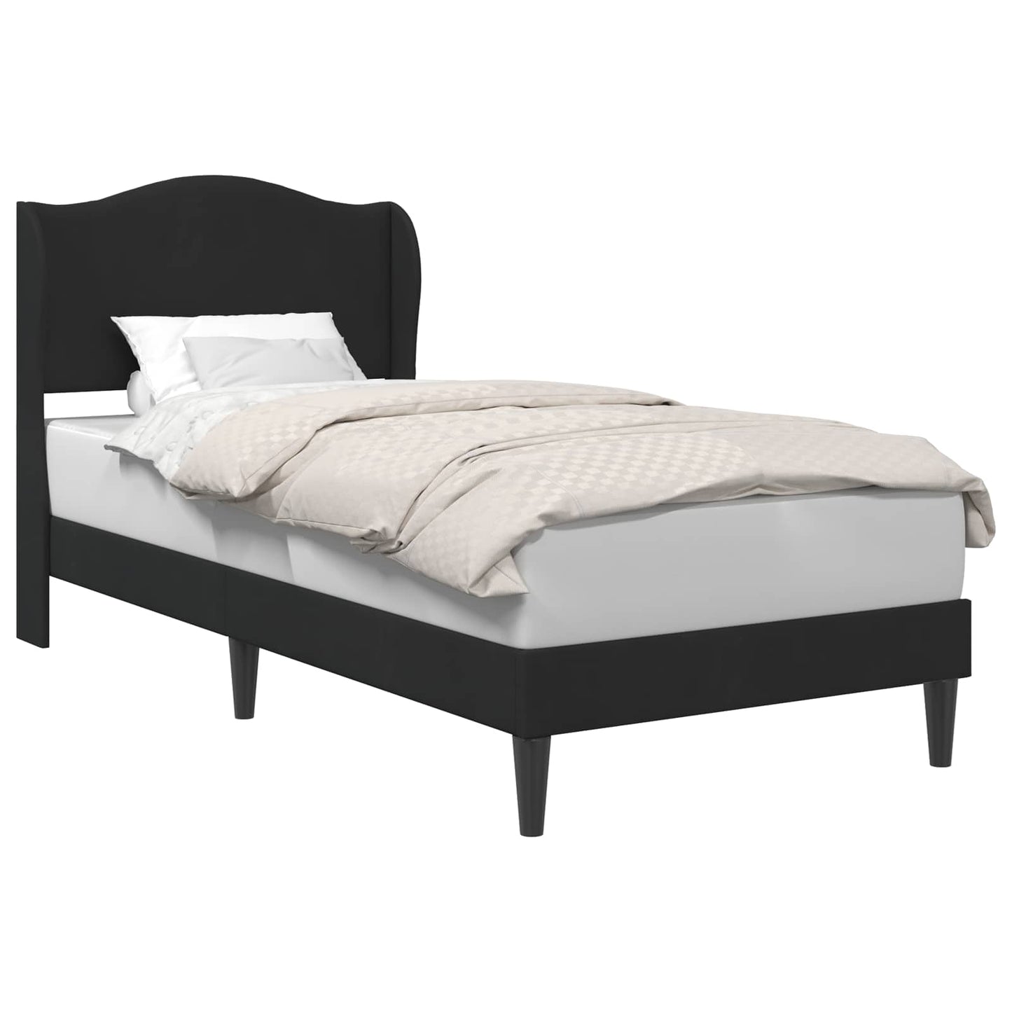 vidaXL Σκελετός Κρεβατιού με κεφαλάρι Μαύρο 90 x 200 cm Βελούδο