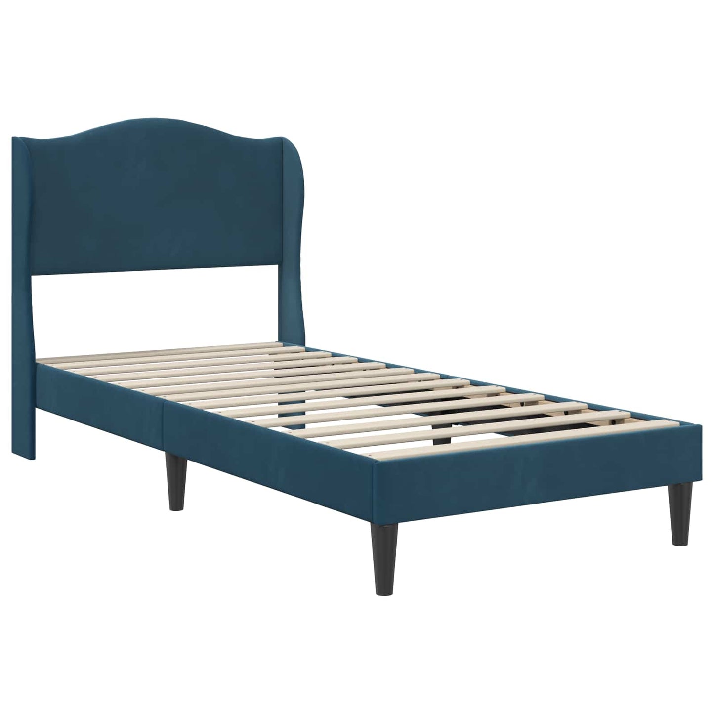 vidaXL Σκελετός Κρεβατιού με κεφαλάρι Μπλε 90 x 200 cm Βελούδο