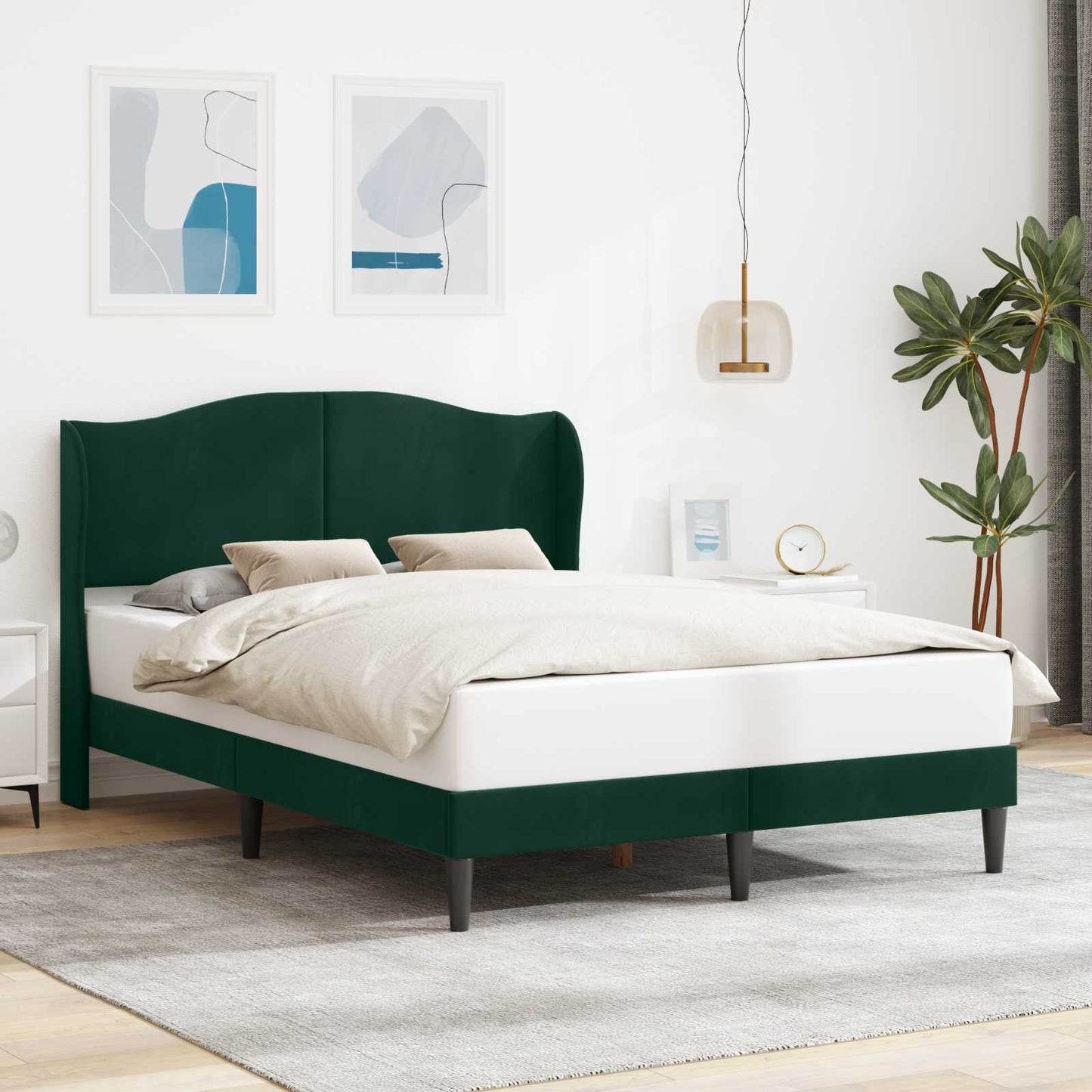 vidaXL Σκελετός Κρεβατιού Σκούρο Πράσινο 120 x 190 cm Βελούδο
