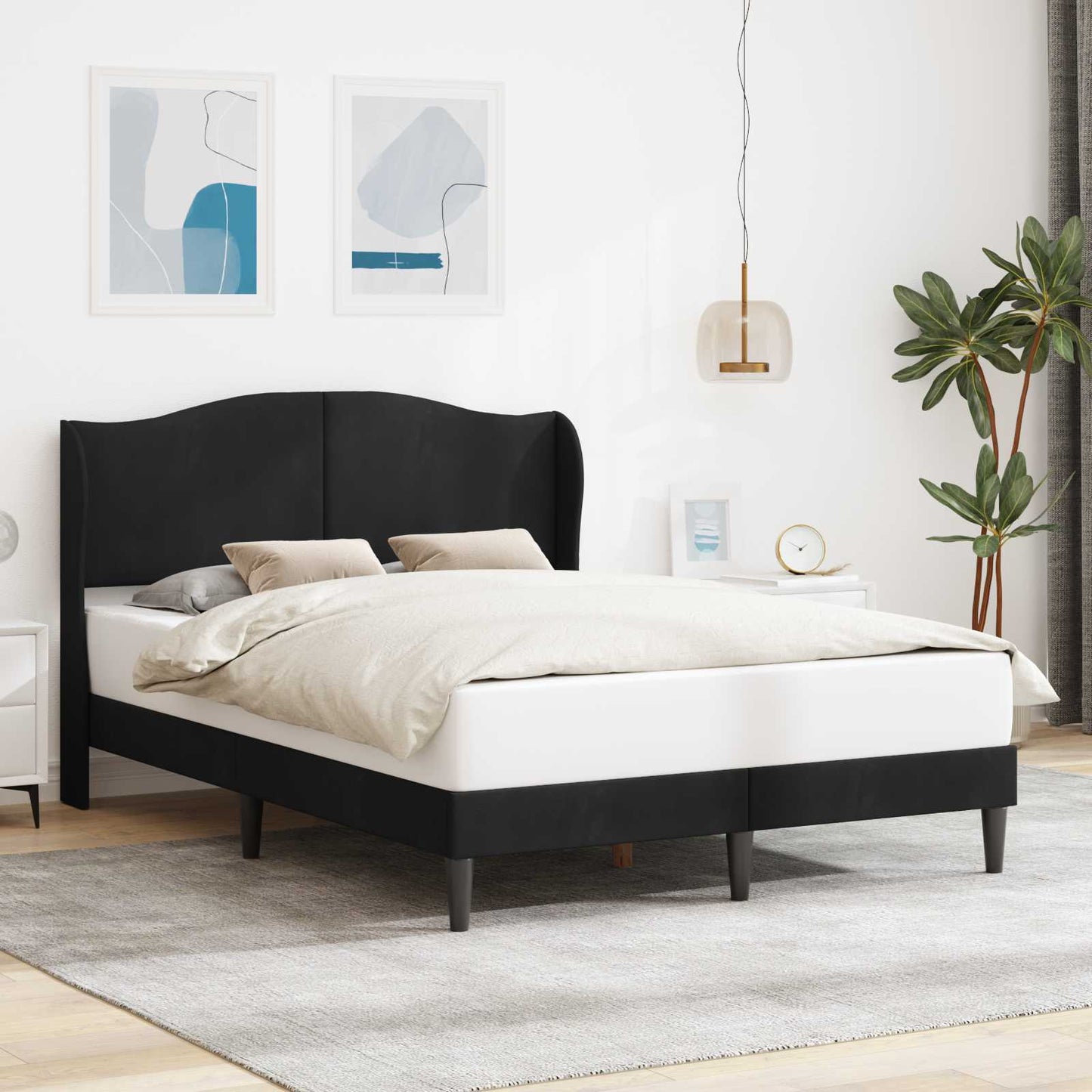 vidaXL Σκελετός Κρεβατιού με κεφαλάρι Μαύρο 120 x 200 cm Βελούδο