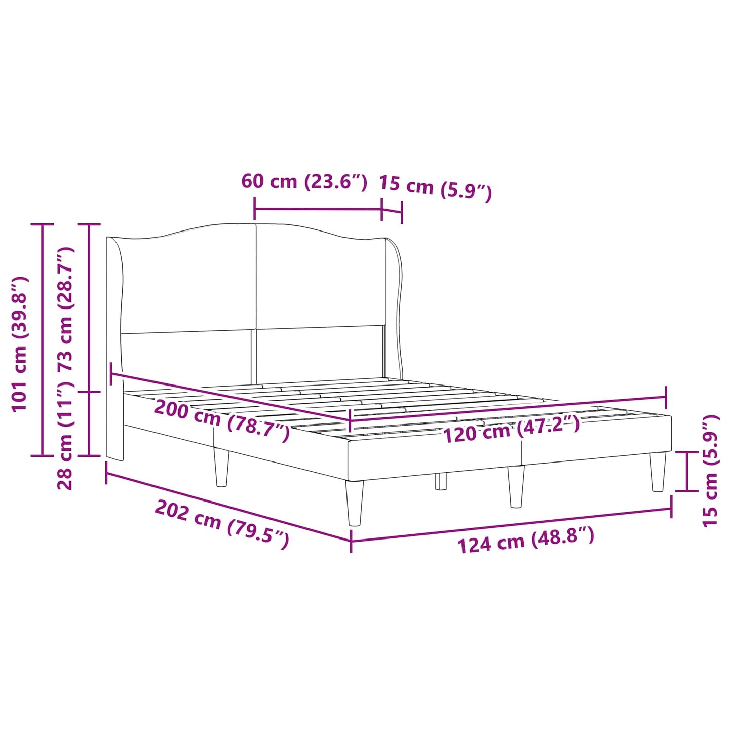 vidaXL Σκελετός Κρεβατιού με κεφαλάρι Μαύρο 120 x 200 cm Βελούδο