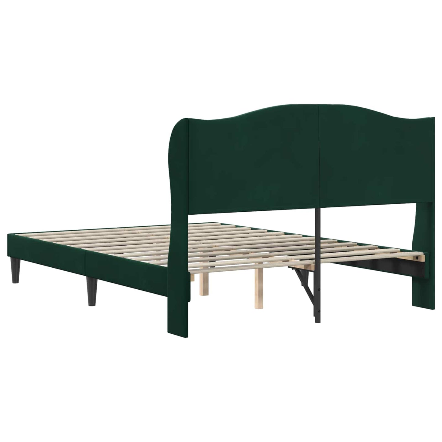 vidaXL Σκελετός Κρεβατιού Σκούρο Πράσινο 140 x 190 cm Βελούδο