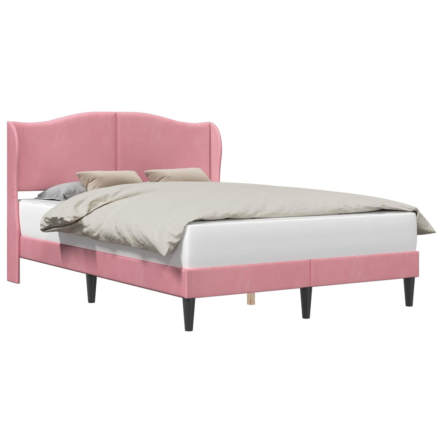 vidaXL Σκελετός Κρεβατιού με κεφαλάρι Ροζ 140 x 190 cm Βελούδο
