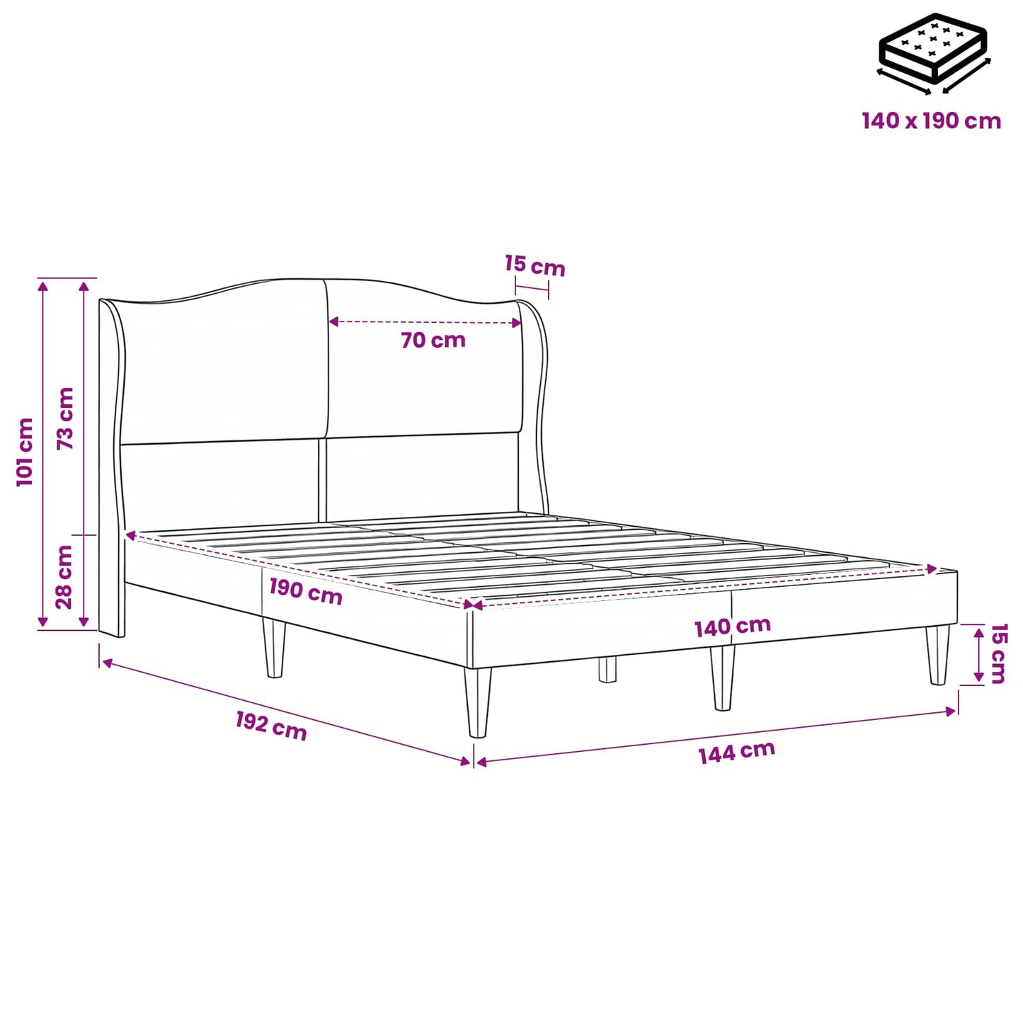 vidaXL Σκελετός Κρεβατιού με κεφαλάρι Ροζ 140 x 190 cm Βελούδο