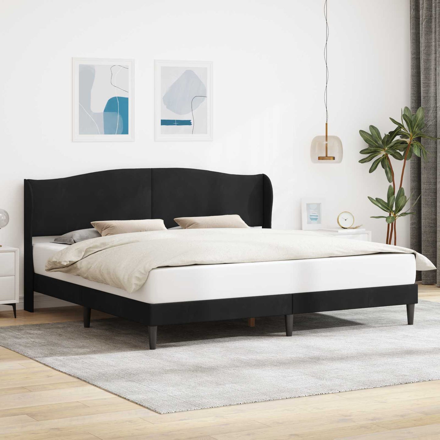 vidaXL Σκελετός Κρεβατιού με κεφαλάρι Μαύρο 180 x 200 cm Βελούδο