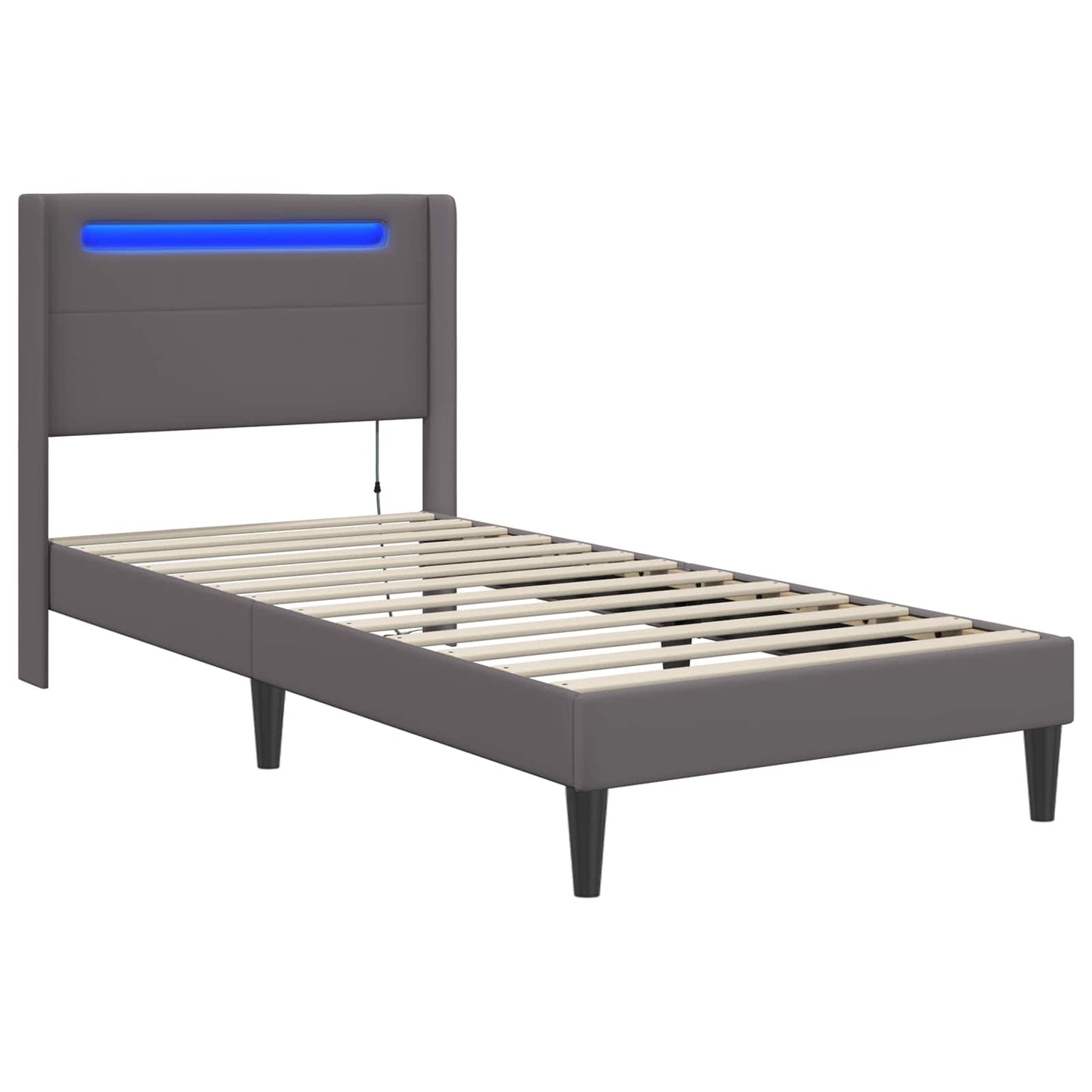 vidaXL Σκελετός Κρεβατιού με κεφαλάρι Γκρι 80 x 200 cm Τεχνητό Δέρμα