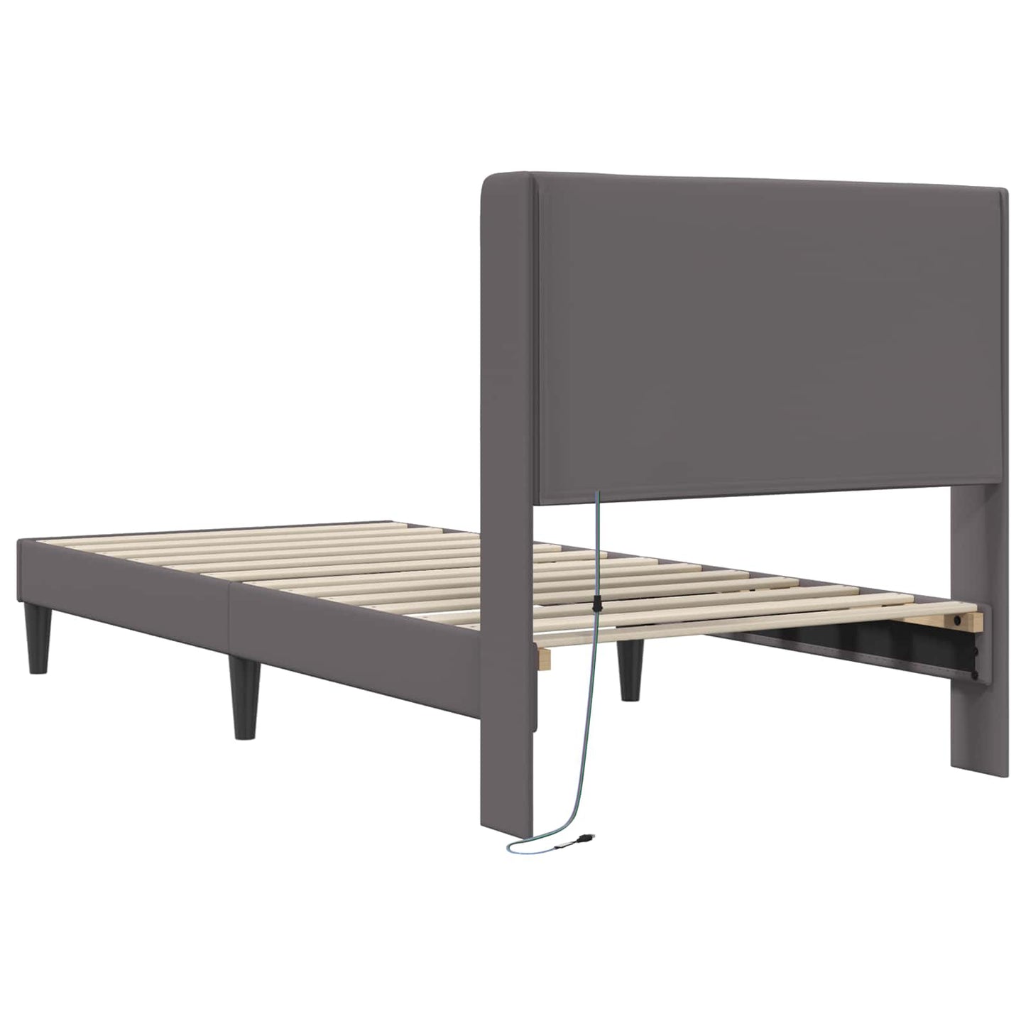vidaXL Σκελετός Κρεβατιού με κεφαλάρι Γκρι 80 x 200 cm Τεχνητό Δέρμα