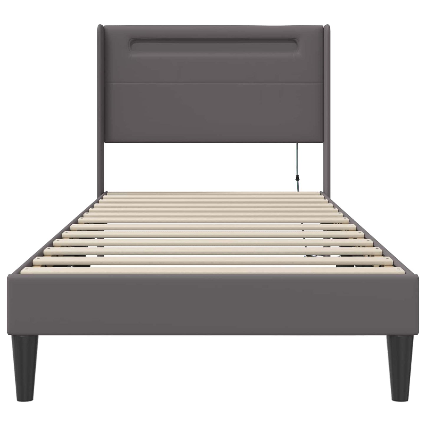 vidaXL Σκελετός Κρεβατιού με κεφαλάρι Γκρι 80 x 200 cm Τεχνητό Δέρμα