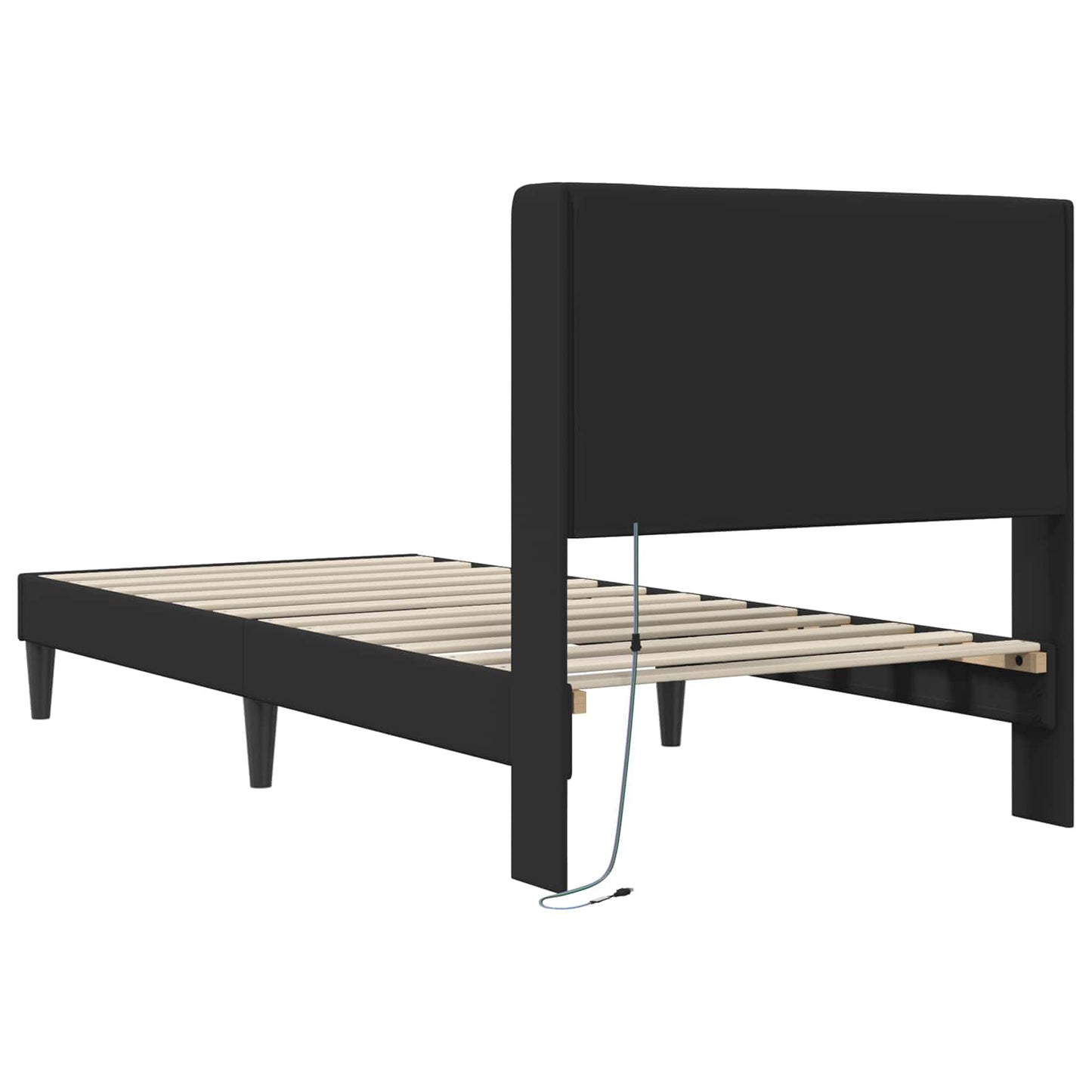 vidaXL Σκελετός Κρεβατιού με κεφαλάρι Μαύρο 80 x 200 cm Τεχνητό Δέρμα