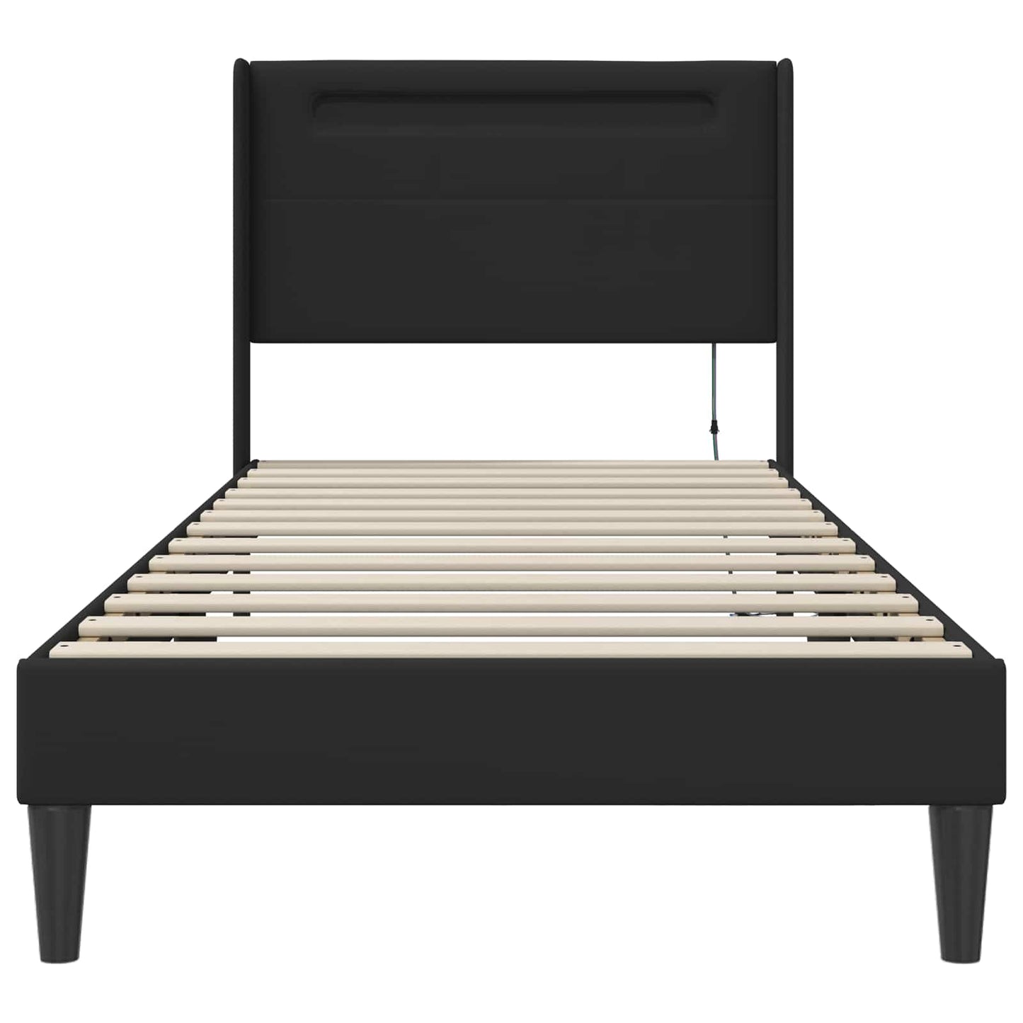 vidaXL Σκελετός Κρεβατιού με κεφαλάρι Μαύρο 80 x 200 cm Τεχνητό Δέρμα