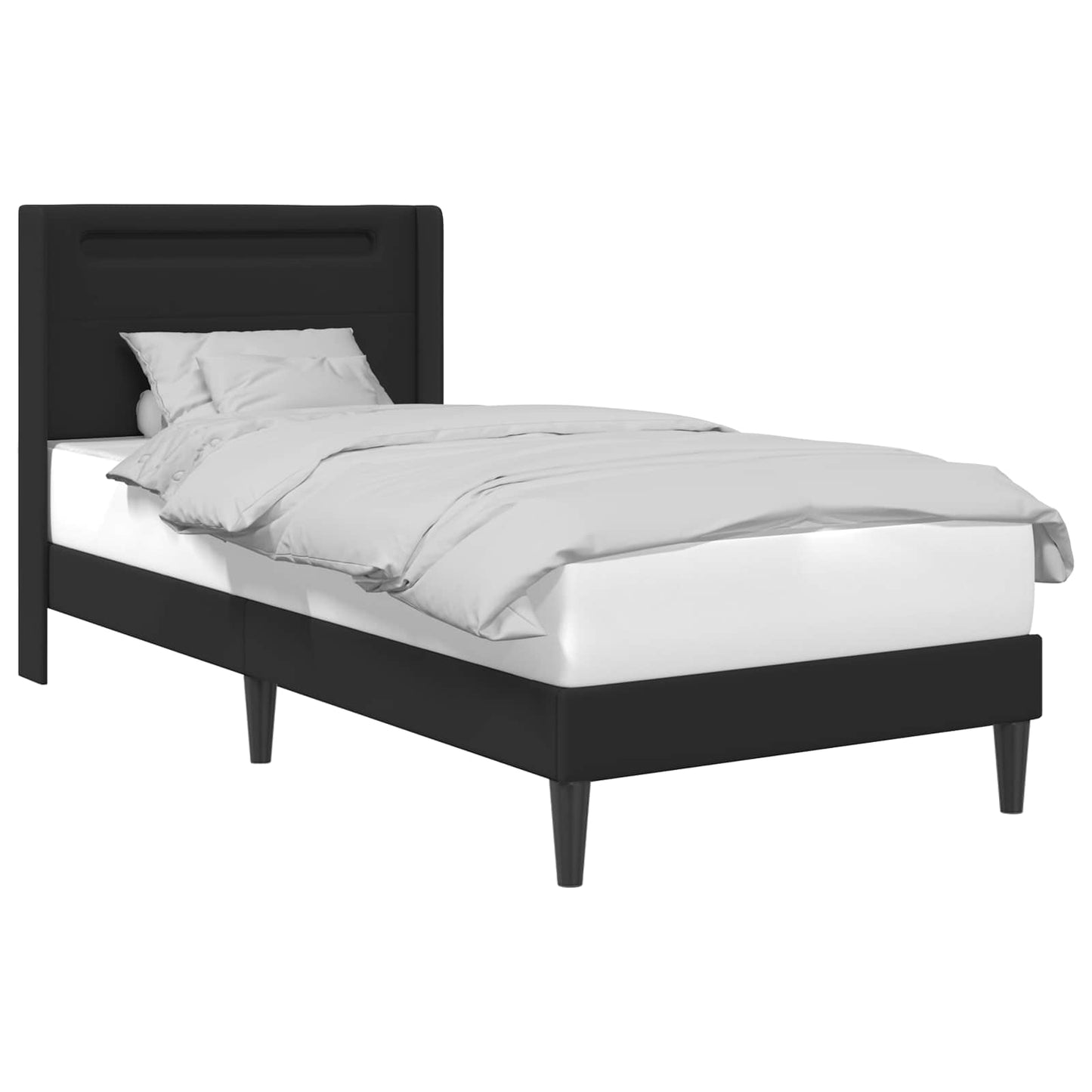 vidaXL Σκελετός Κρεβατιού με κεφαλάρι Μαύρο 80 x 200 cm Τεχνητό Δέρμα