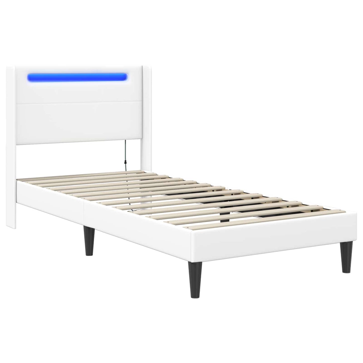 vidaXL Σκελετός Κρεβατιού με κεφαλάρι Λευκό 100 x 200 cm Τεχνητό Δέρμα