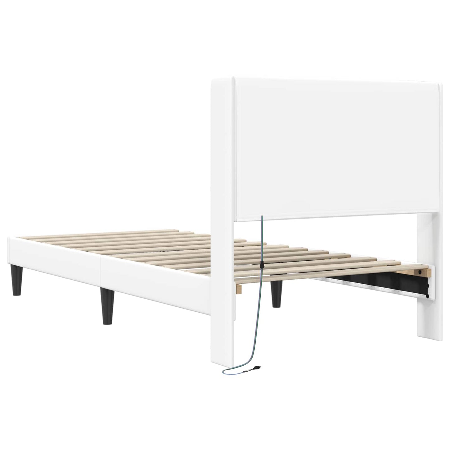vidaXL Σκελετός Κρεβατιού με κεφαλάρι Λευκό 100 x 200 cm Τεχνητό Δέρμα