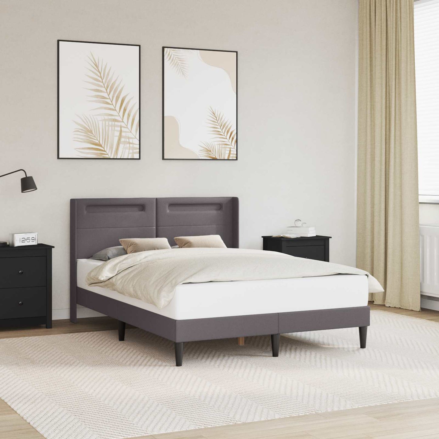 vidaXL Σκελετός Κρεβατιού με κεφαλάρι Γκρι 120 x 190 cm Τεχνητό Δέρμα