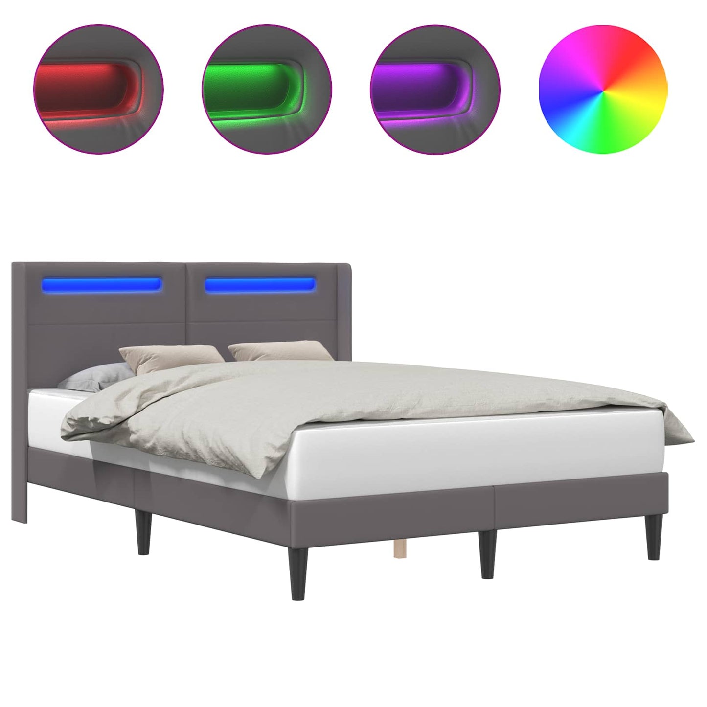 vidaXL Σκελετός Κρεβατιού με κεφαλάρι Γκρι 120 x 190 cm Τεχνητό Δέρμα