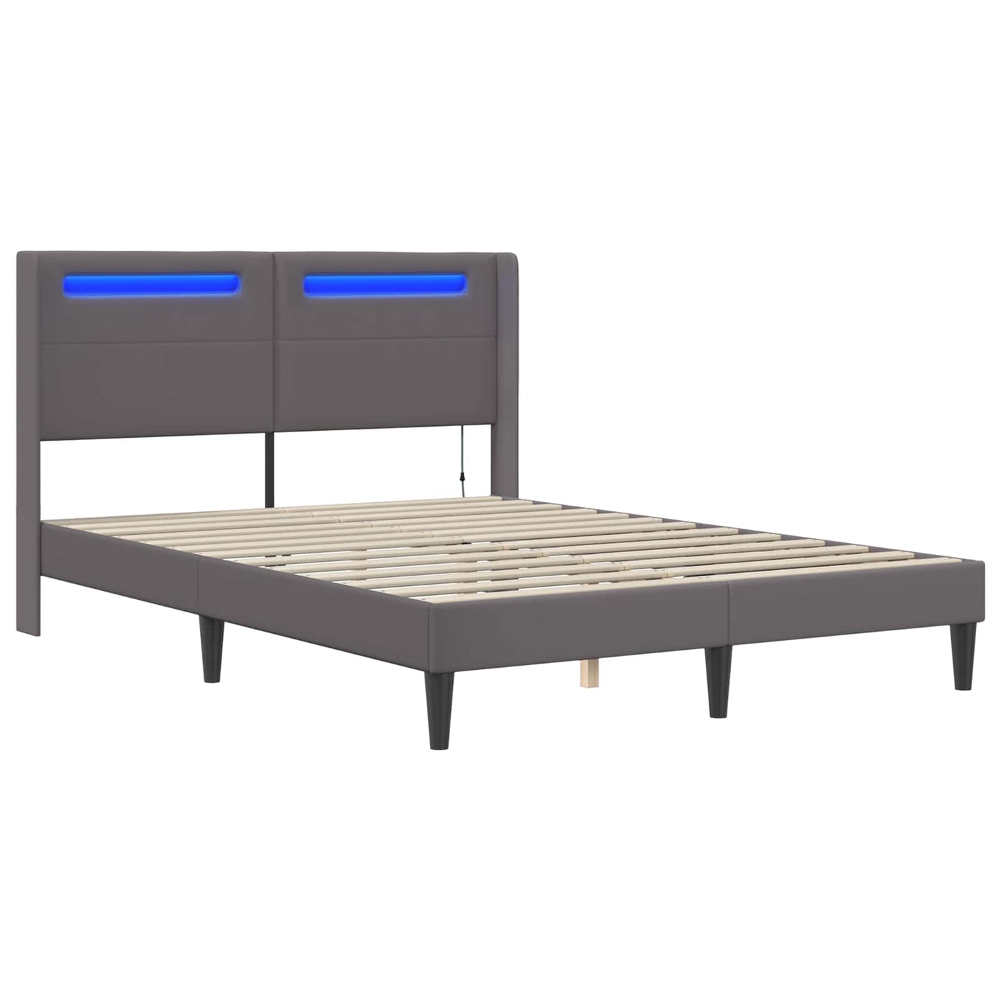 vidaXL Σκελετός Κρεβατιού με κεφαλάρι Γκρι 120 x 200 cm Τεχνητό Δέρμα