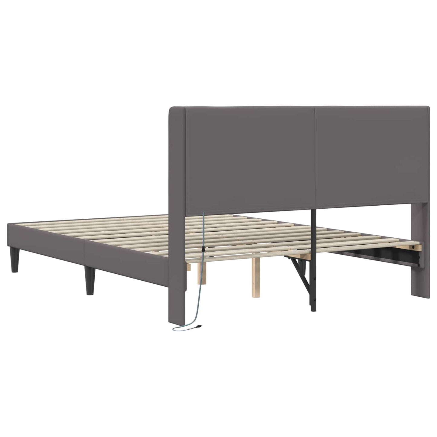 vidaXL Σκελετός Κρεβατιού με κεφαλάρι Γκρι 120 x 200 cm Τεχνητό Δέρμα