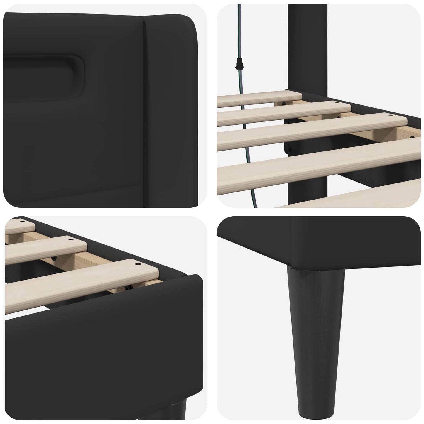 vidaXL Σκελετός Κρεβατιού με κεφαλάρι Μαύρο 120 x 200 cm Τεχνητό Δέρμα