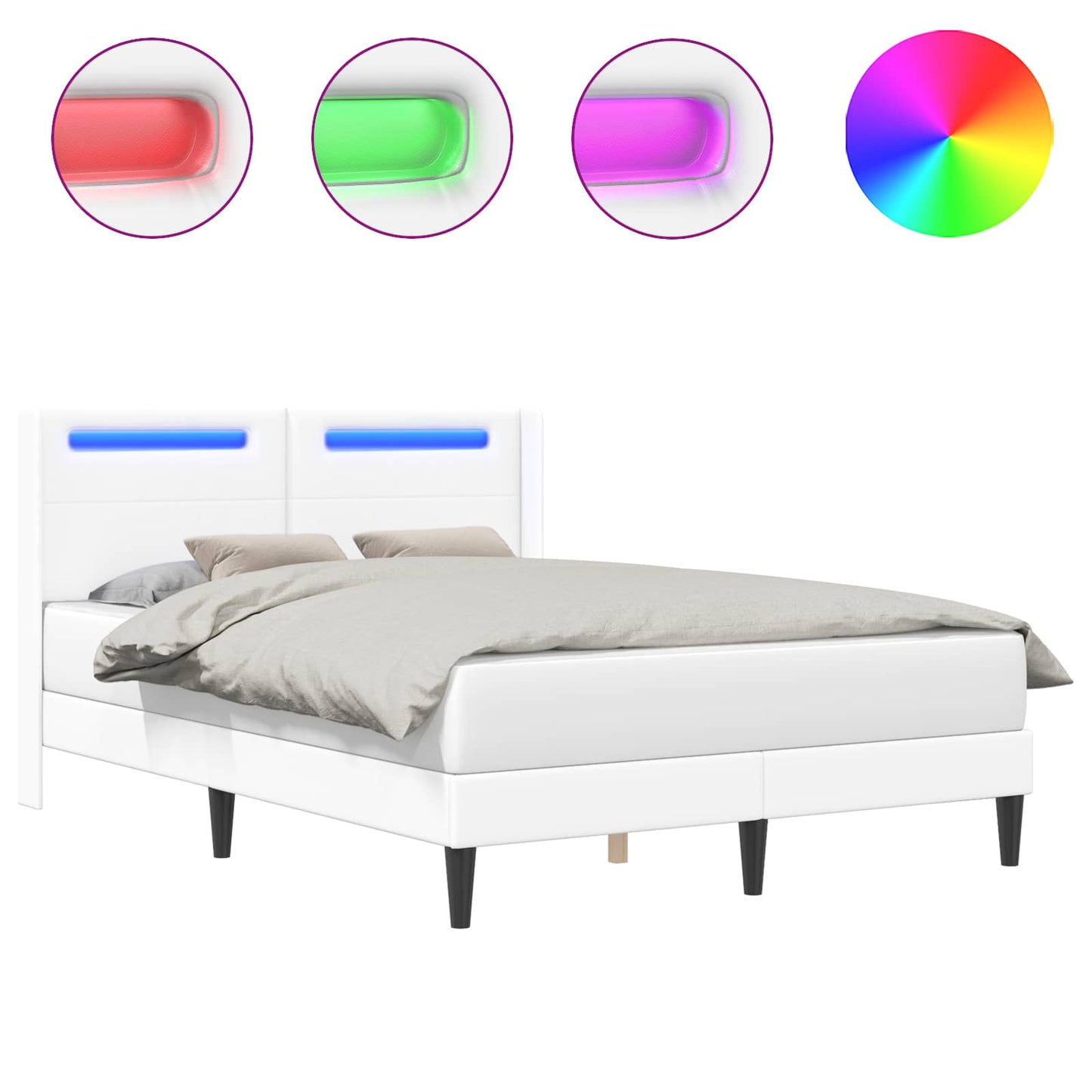 vidaXL Σκελετός Κρεβατιού με κεφαλάρι Λευκό 120 x 200 cm Τεχνητό Δέρμα