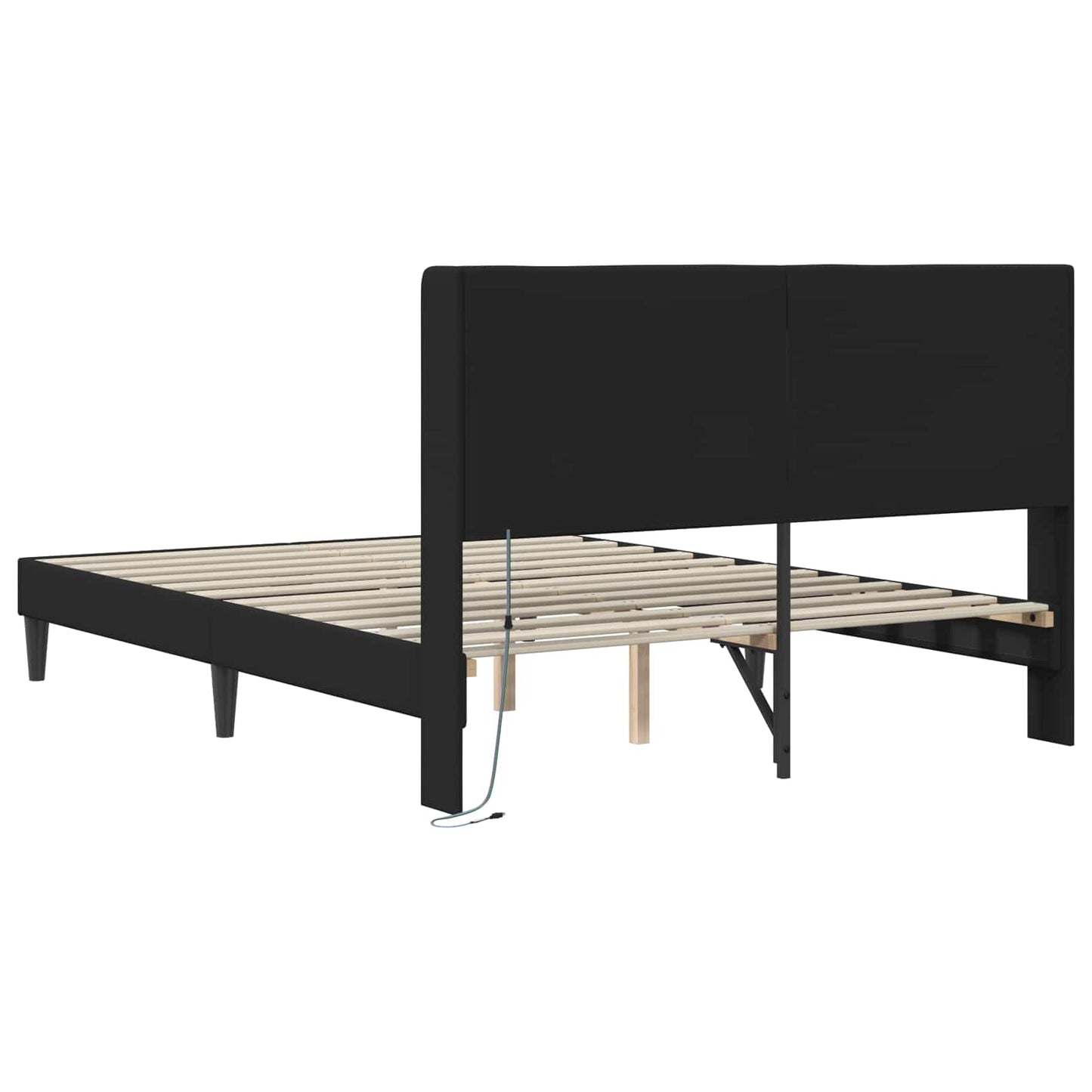 vidaXL Σκελετός Κρεβατιού με κεφαλάρι Μαύρο 140 x 200 cm Τεχνητό Δέρμα