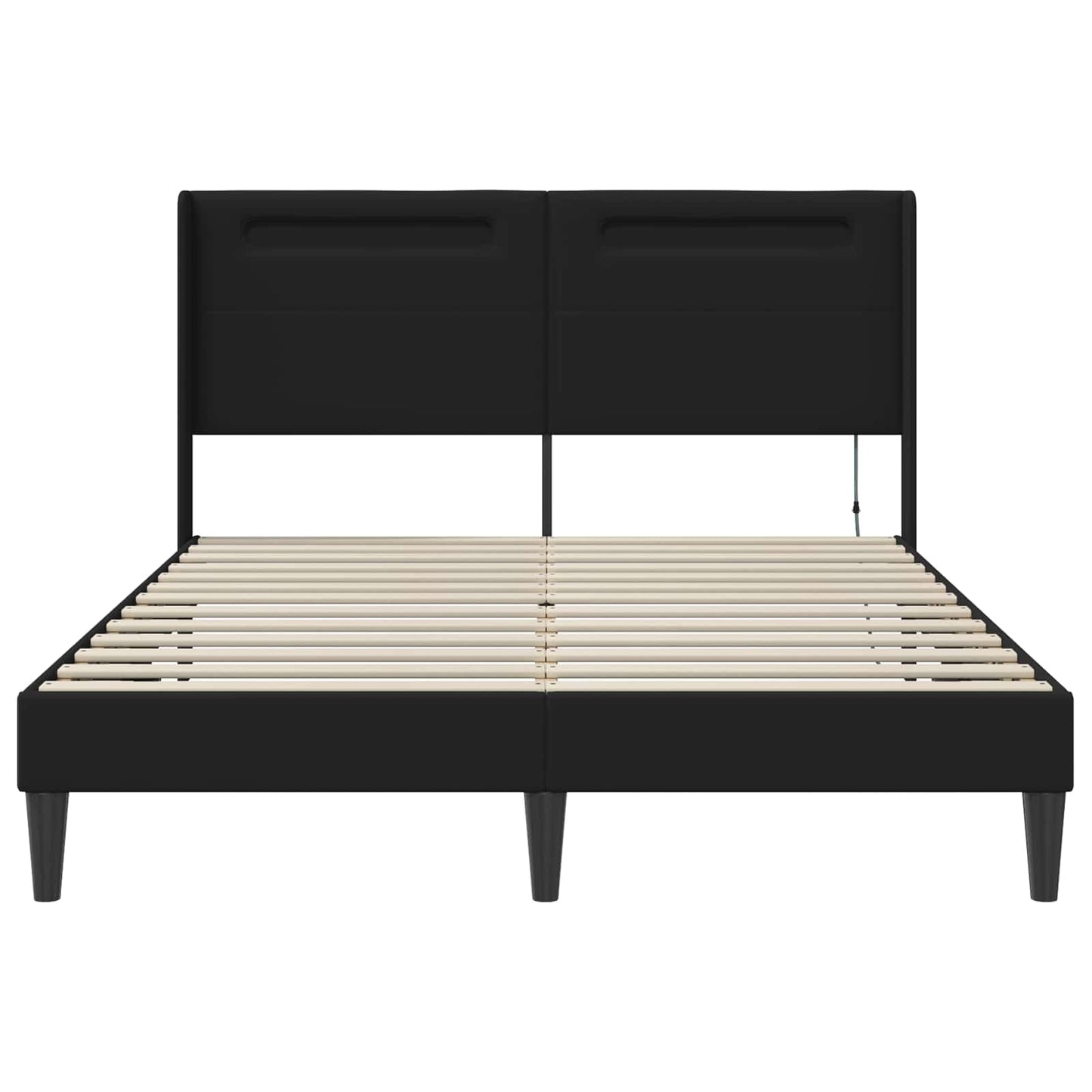 vidaXL Σκελετός Κρεβατιού με κεφαλάρι Μαύρο 140 x 200 cm Τεχνητό Δέρμα