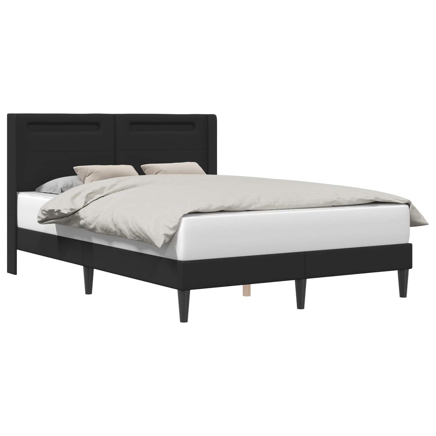 vidaXL Σκελετός Κρεβατιού με κεφαλάρι Μαύρο 140 x 200 cm Τεχνητό Δέρμα