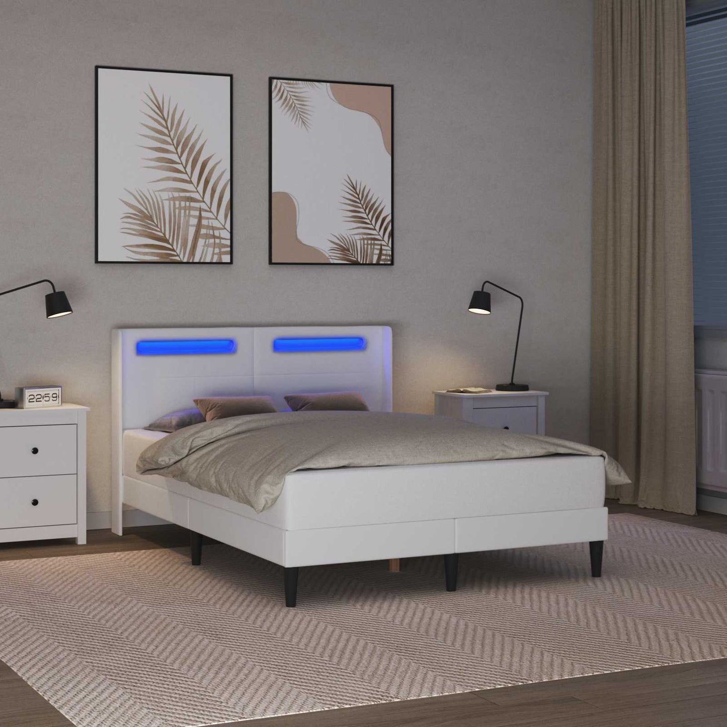 vidaXL Σκελετός Κρεβατιού με κεφαλάρι Λευκό 140 x 200 cm Τεχνητό Δέρμα