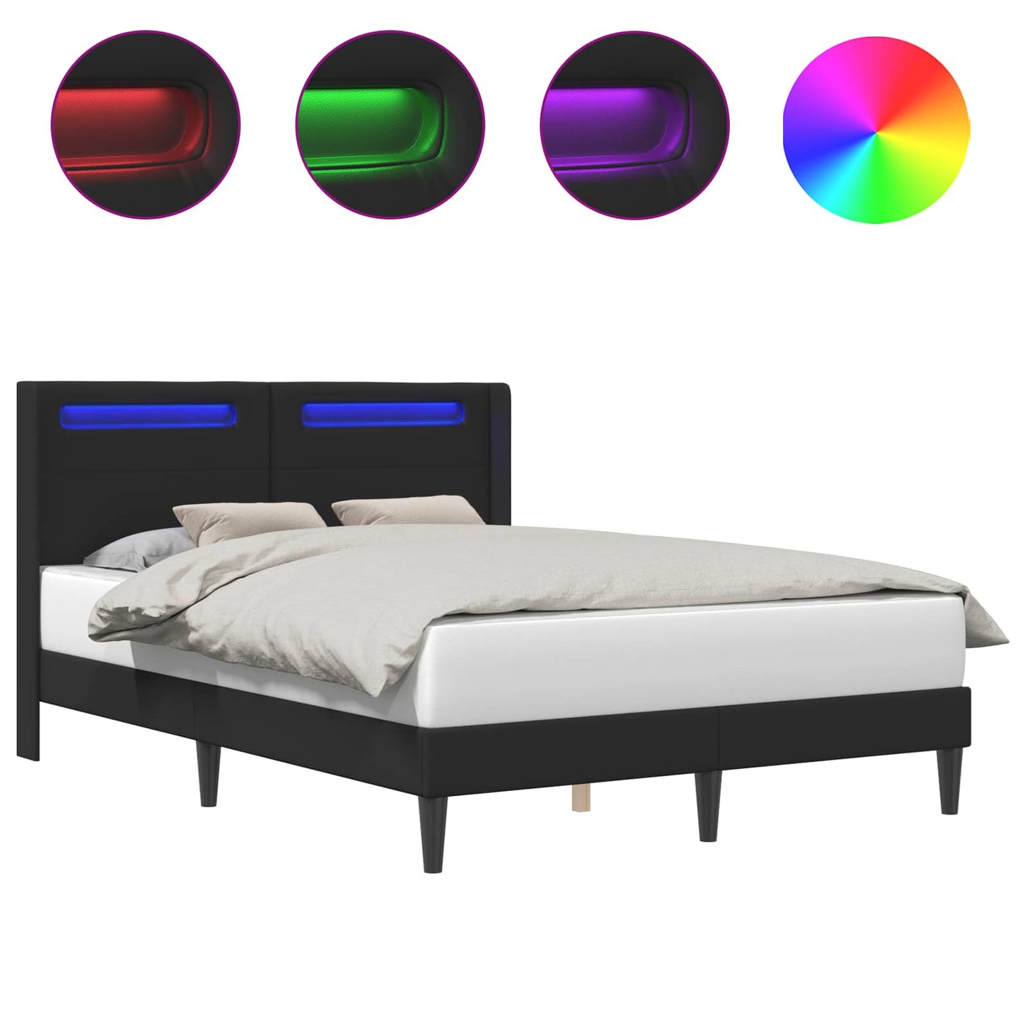 vidaXL Σκελετός Κρεβατιού με κεφαλάρι Μαύρο 160 x 200 cm Τεχνητό Δέρμα