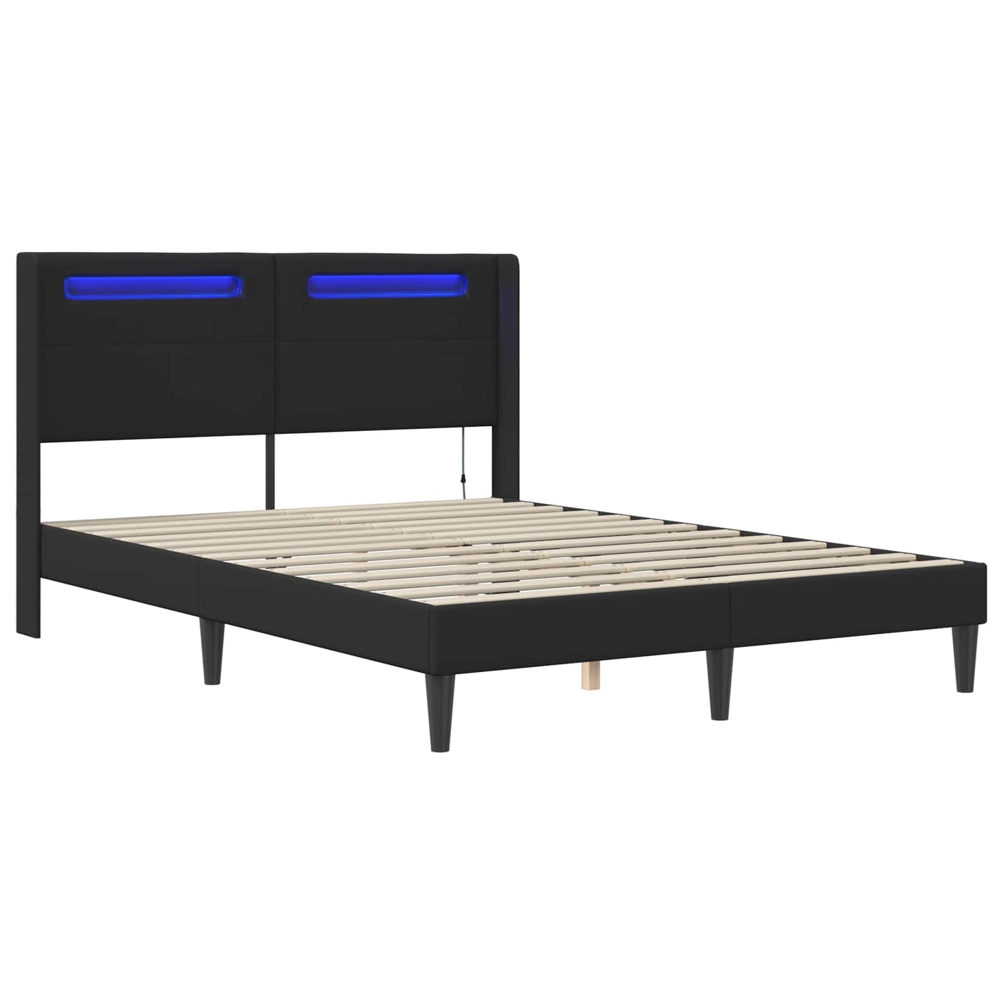vidaXL Σκελετός Κρεβατιού με κεφαλάρι Μαύρο 160 x 200 cm Τεχνητό Δέρμα