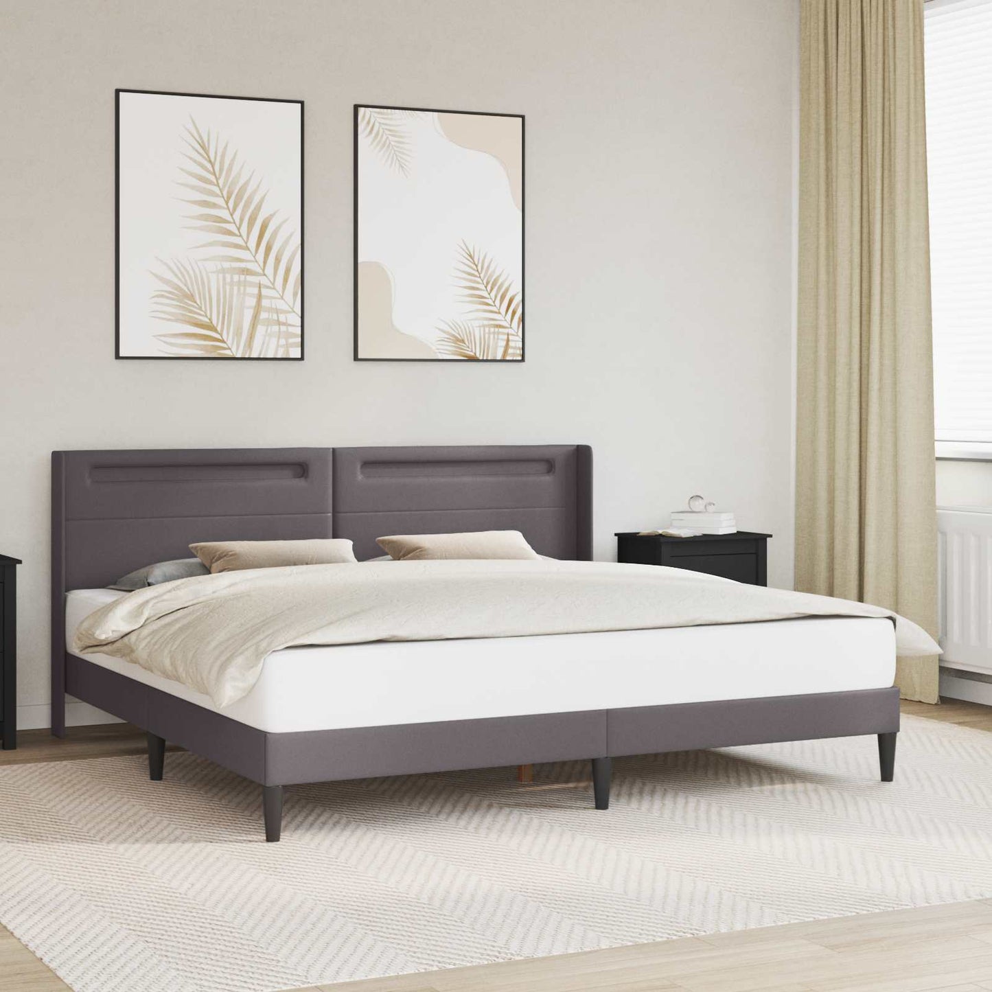 vidaXL Σκελετός Κρεβατιού με κεφαλάρι Γκρι 180 x 200 cm Τεχνητό Δέρμα
