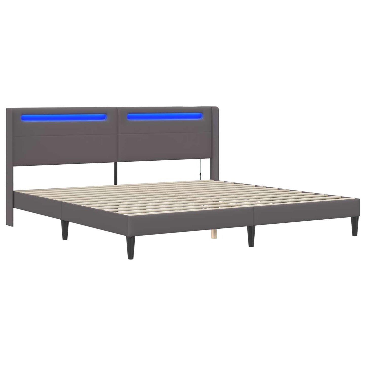 vidaXL Σκελετός Κρεβατιού με κεφαλάρι Γκρι 180 x 200 cm Τεχνητό Δέρμα