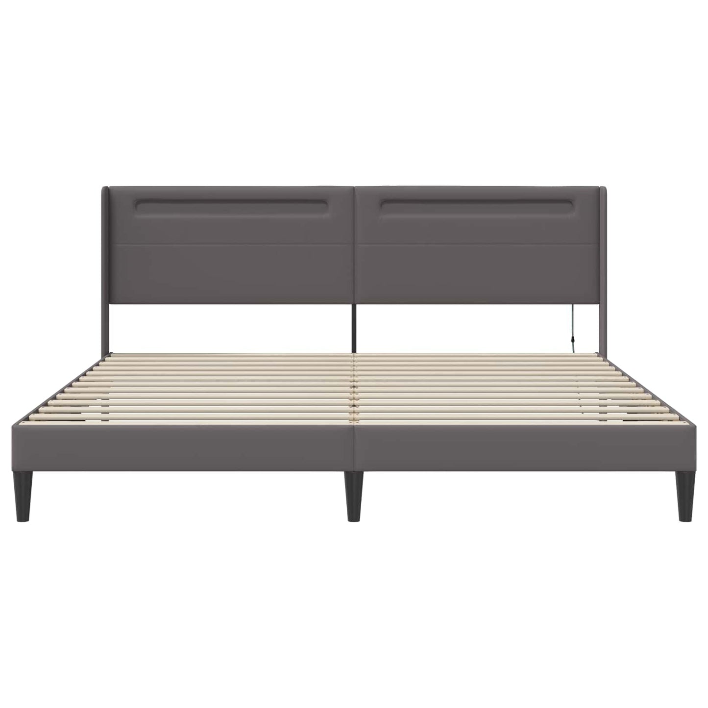 vidaXL Σκελετός Κρεβατιού με κεφαλάρι Γκρι 180 x 200 cm Τεχνητό Δέρμα