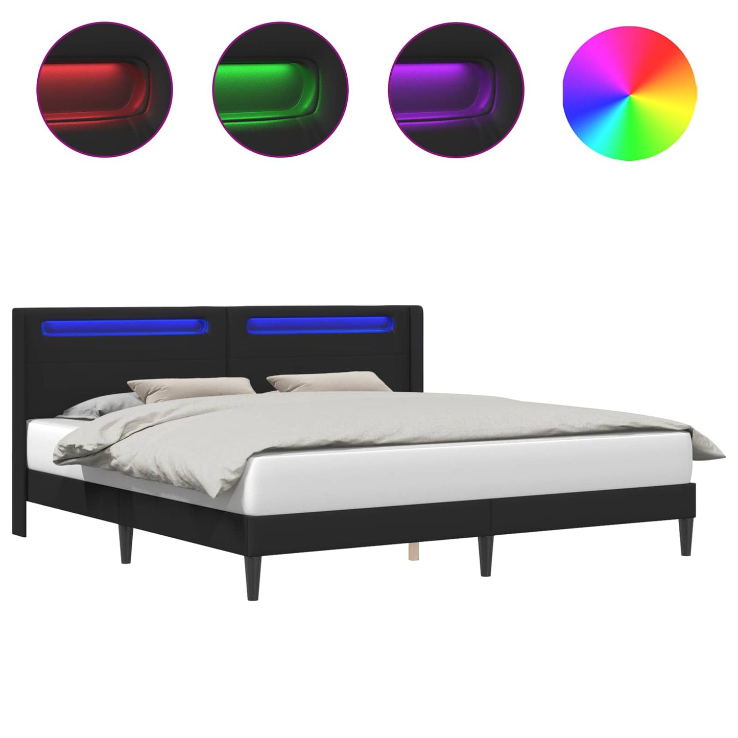 vidaXL Σκελετός Κρεβατιού με κεφαλάρι Μαύρο 180 x 200 cm Τεχνητό Δέρμα
