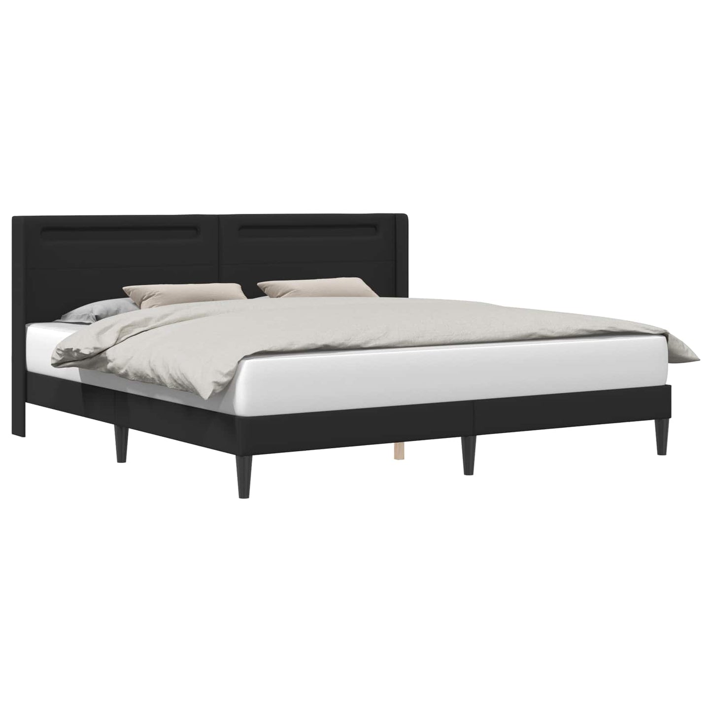 vidaXL Σκελετός Κρεβατιού με κεφαλάρι Μαύρο 180 x 200 cm Τεχνητό Δέρμα