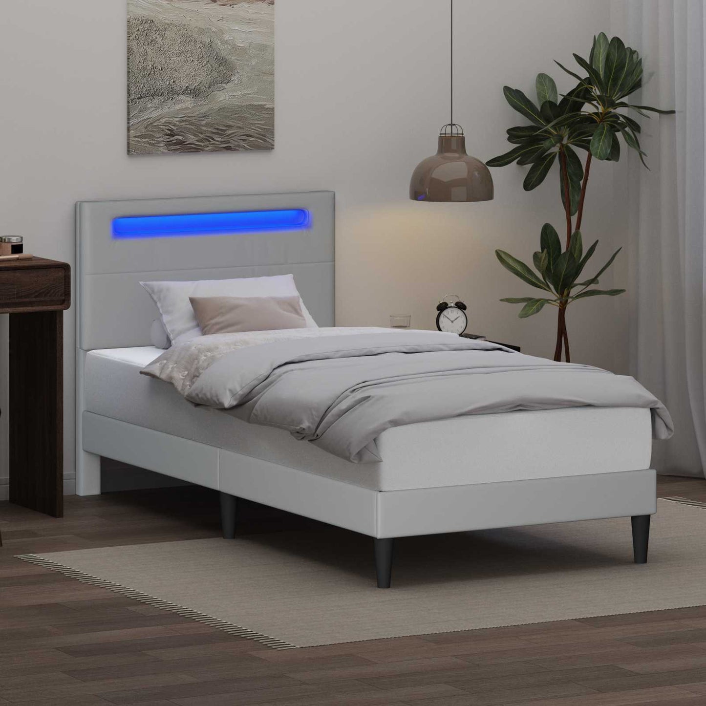 vidaXL Σκελετός Κρεβατιού με κεφαλάρι Λευκό 80 x 200 cm Τεχνητό Δέρμα