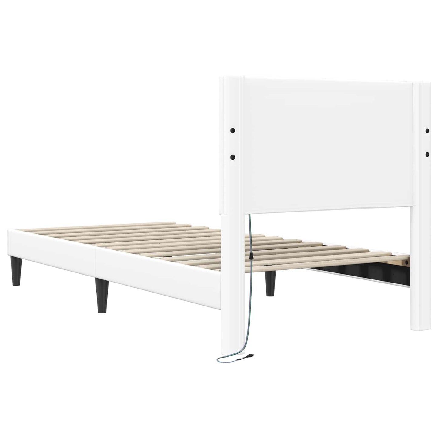 vidaXL Σκελετός Κρεβατιού με κεφαλάρι Λευκό 80 x 200 cm Τεχνητό Δέρμα
