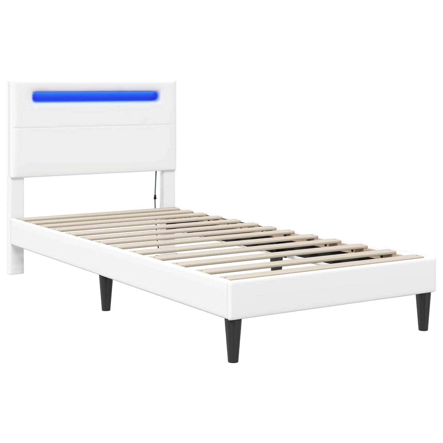 vidaXL Σκελετός Κρεβατιού με κεφαλάρι Λευκό 90 x 190 cm Τεχνητό Δέρμα
