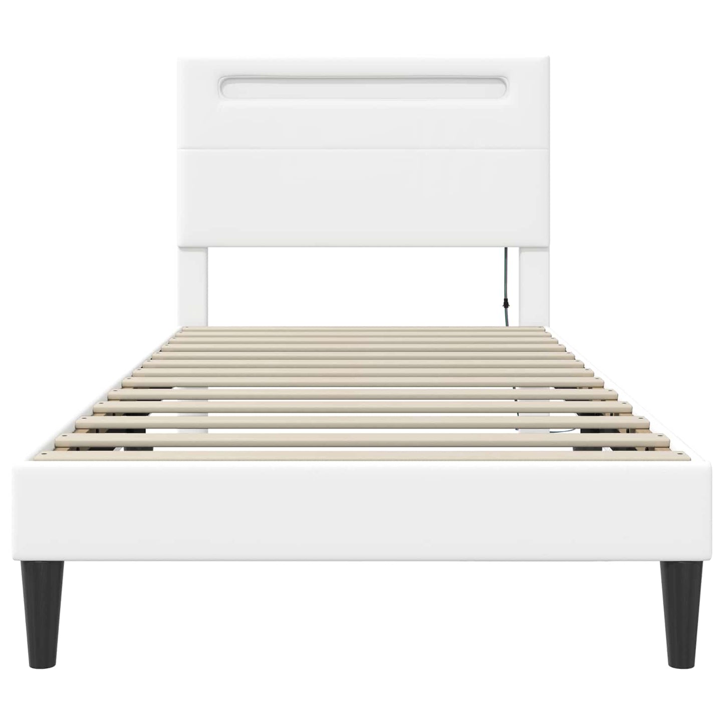 vidaXL Σκελετός Κρεβατιού με κεφαλάρι Λευκό 90 x 200 cm Τεχνητό Δέρμα
