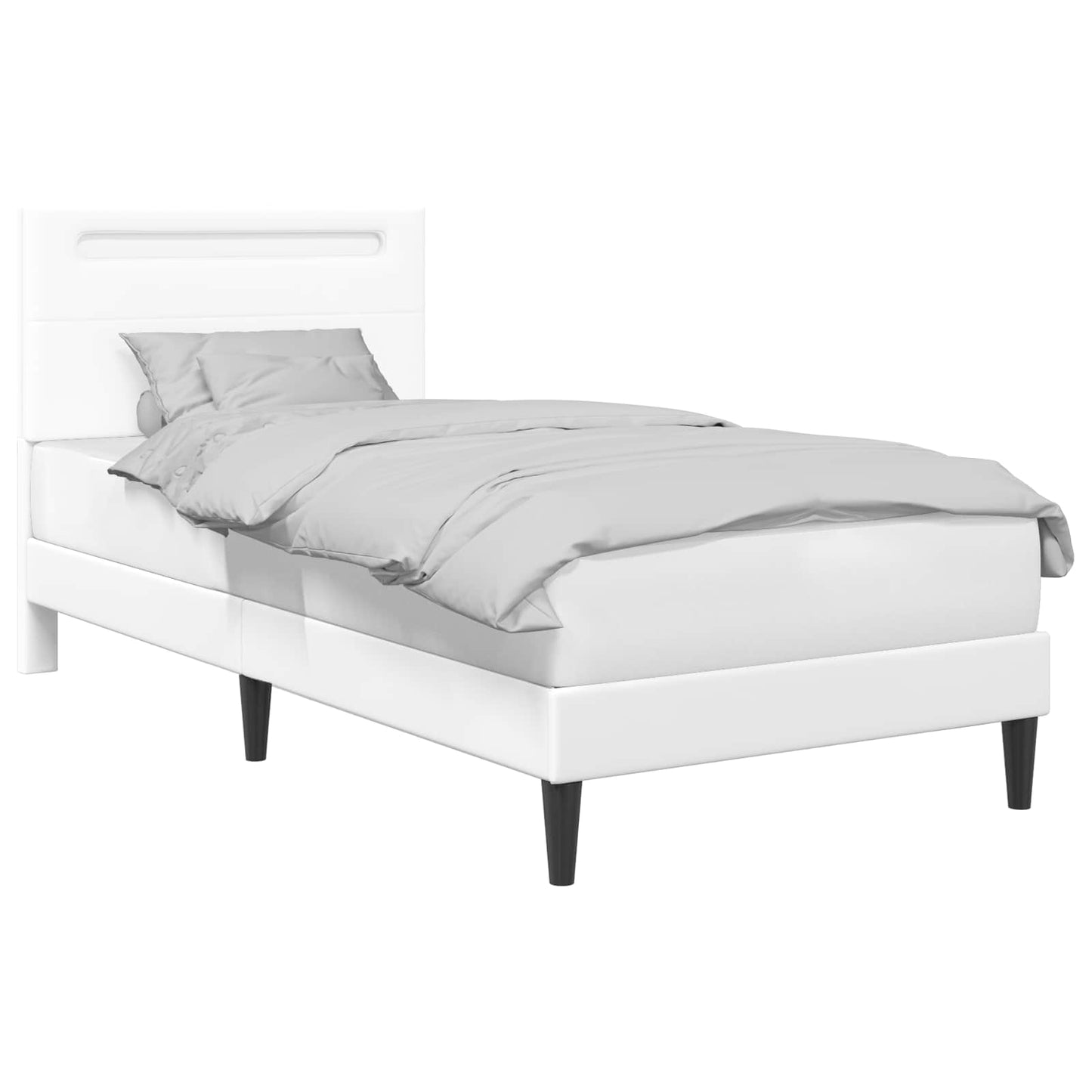 vidaXL Σκελετός Κρεβατιού με κεφαλάρι Λευκό 90 x 200 cm Τεχνητό Δέρμα