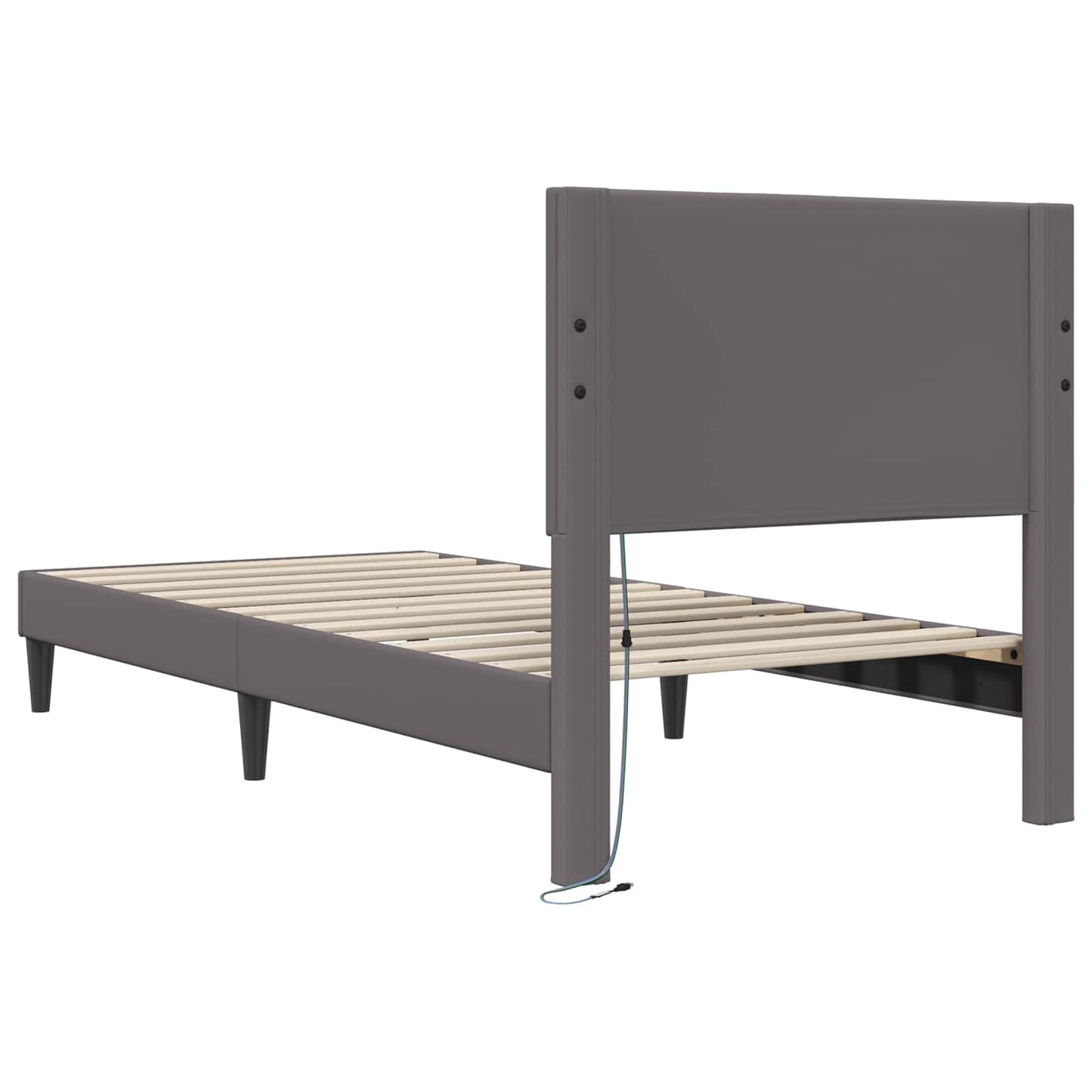 vidaXL Σκελετός Κρεβατιού με κεφαλάρι Γκρι 100 x 200 cm Τεχνητό Δέρμα