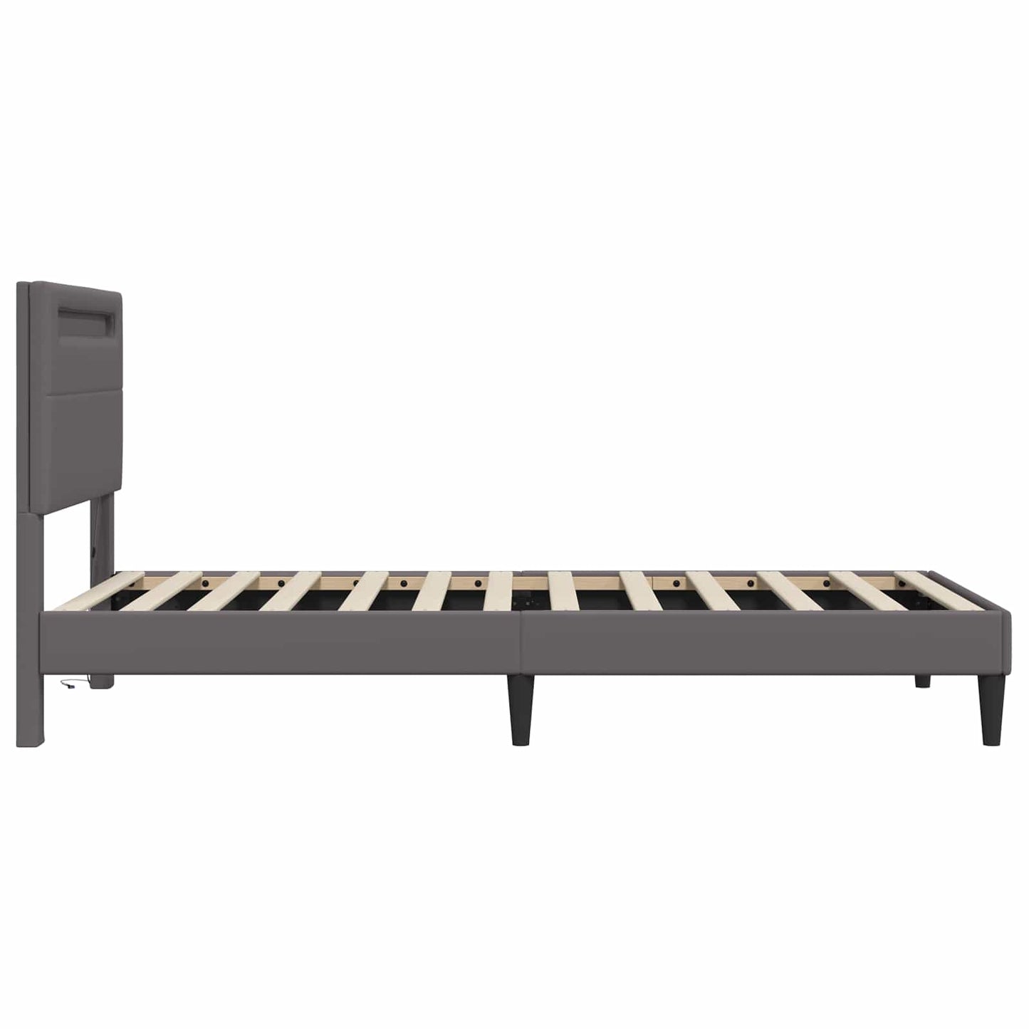 vidaXL Σκελετός Κρεβατιού με κεφαλάρι Γκρι 100 x 200 cm Τεχνητό Δέρμα