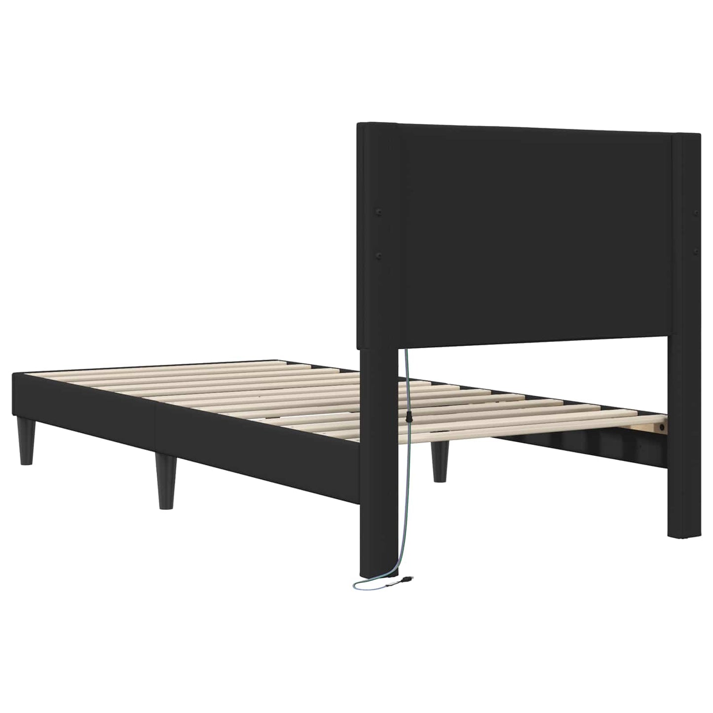vidaXL Σκελετός Κρεβατιού με κεφαλάρι Μαύρο 100 x 200 cm Τεχνητό Δέρμα