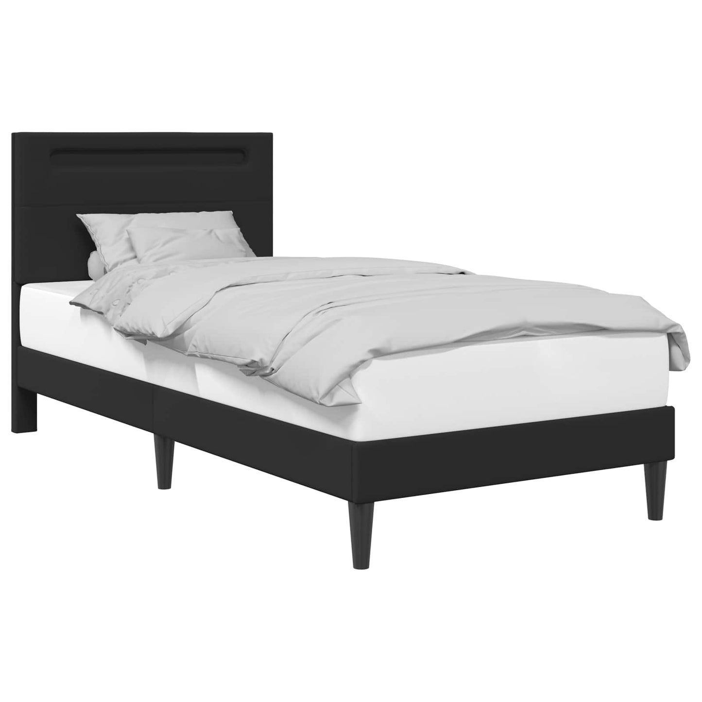 vidaXL Σκελετός Κρεβατιού με κεφαλάρι Μαύρο 100 x 200 cm Τεχνητό Δέρμα