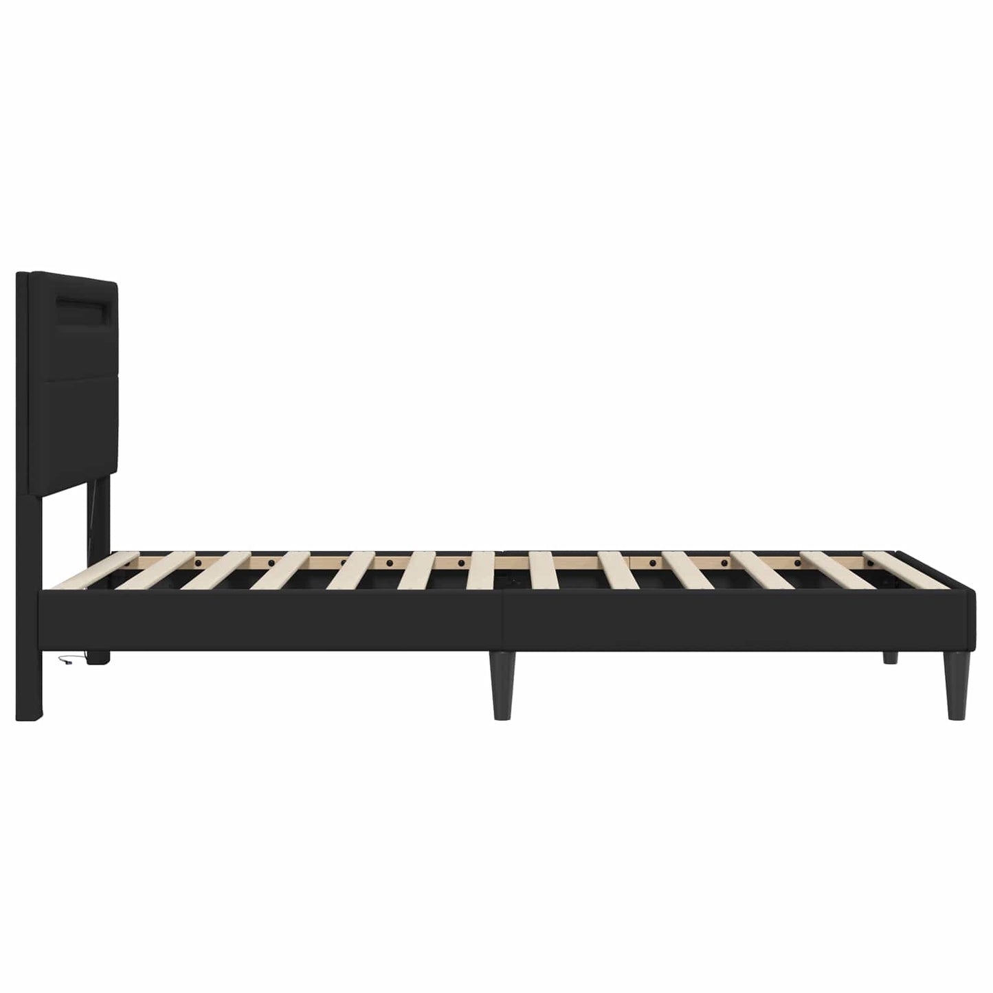 vidaXL Σκελετός Κρεβατιού με κεφαλάρι Μαύρο 100 x 200 cm Τεχνητό Δέρμα
