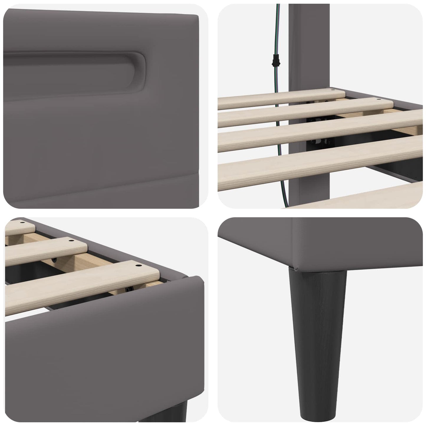 vidaXL Σκελετός Κρεβατιού με κεφαλάρι Γκρι 120 x 190 cm Τεχνητό Δέρμα