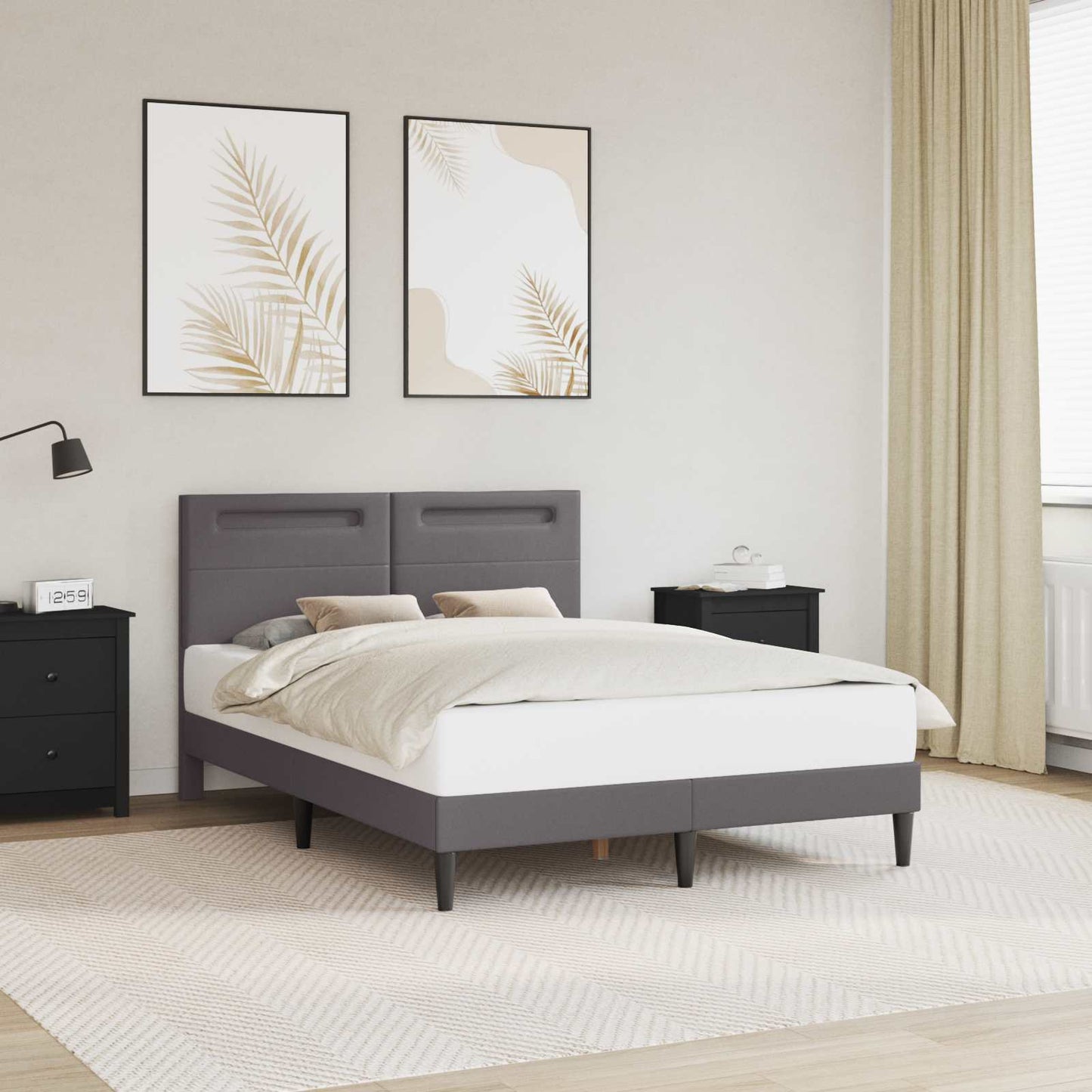 vidaXL Σκελετός Κρεβατιού με κεφαλάρι Γκρι 120 x 190 cm Τεχνητό Δέρμα