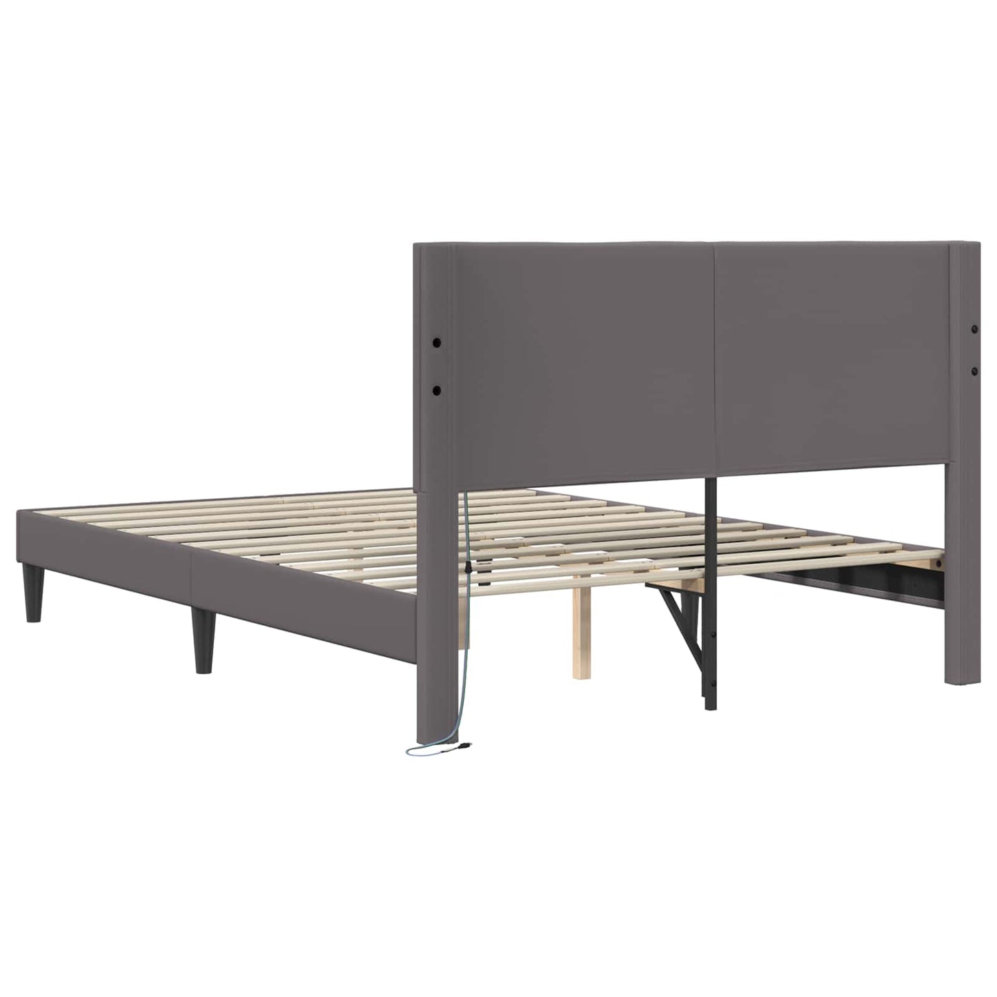 vidaXL Σκελετός Κρεβατιού με κεφαλάρι Γκρι 120 x 190 cm Τεχνητό Δέρμα